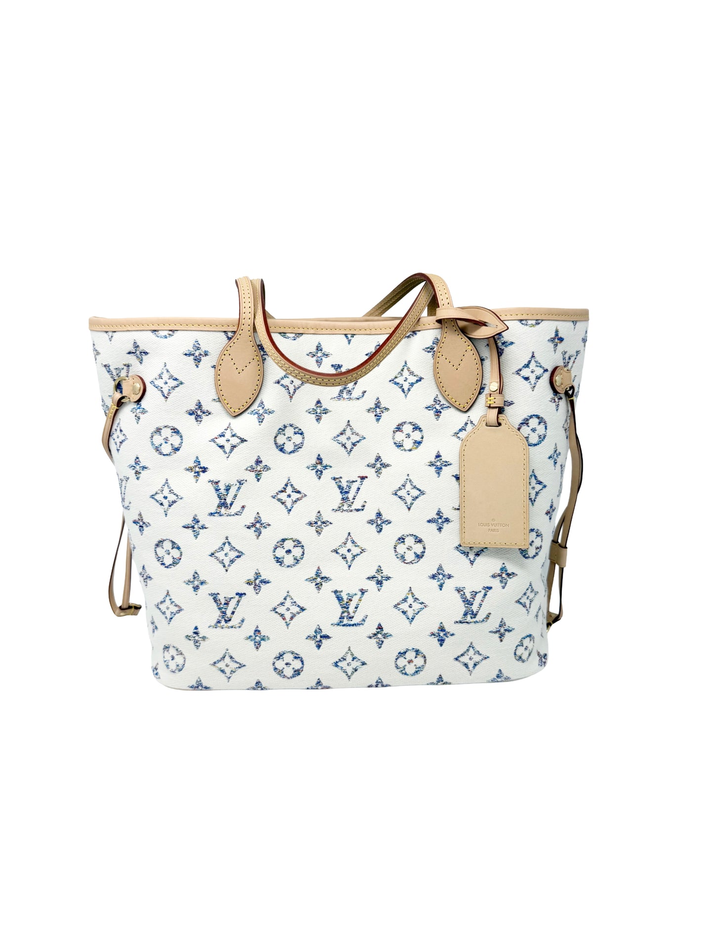 Louis Vuitton Neverfull MM Cream Multicolor Rainbow Nautical