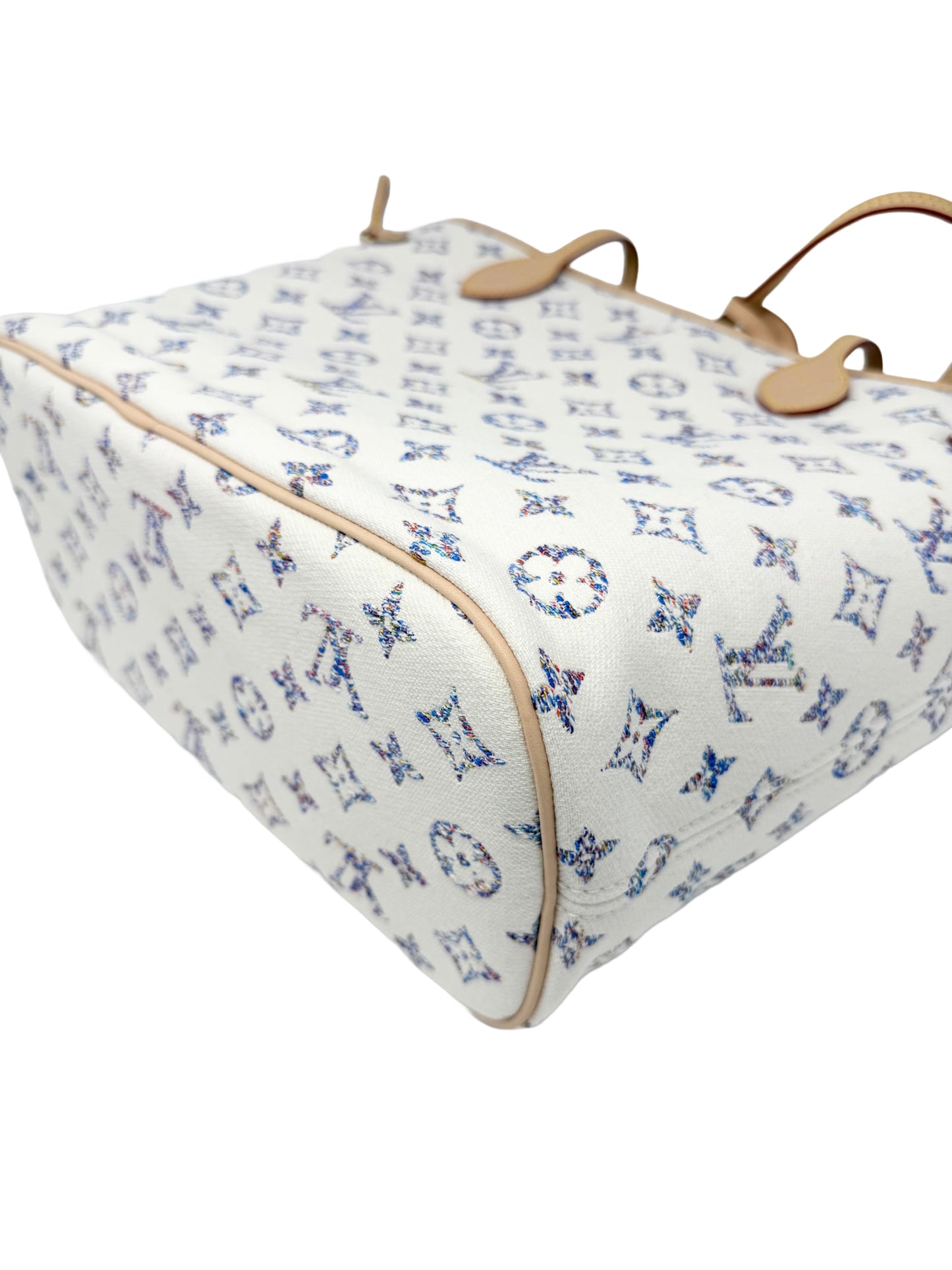 Louis Vuitton Neverfull MM Cream Multicolor Rainbow Nautical