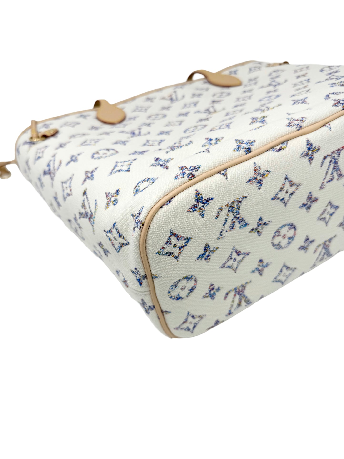 Louis Vuitton Neverfull MM Cream Multicolor Rainbow Nautical