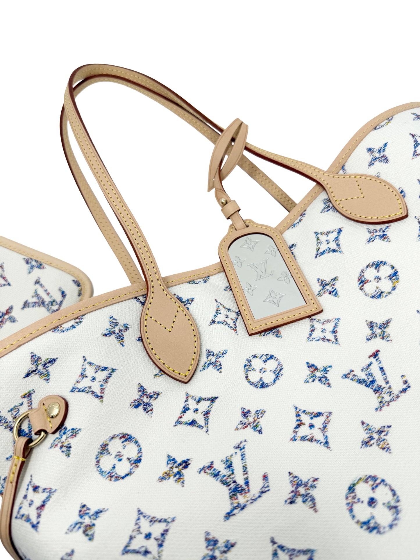 Louis Vuitton Neverfull MM Cream Multicolor Rainbow Nautical