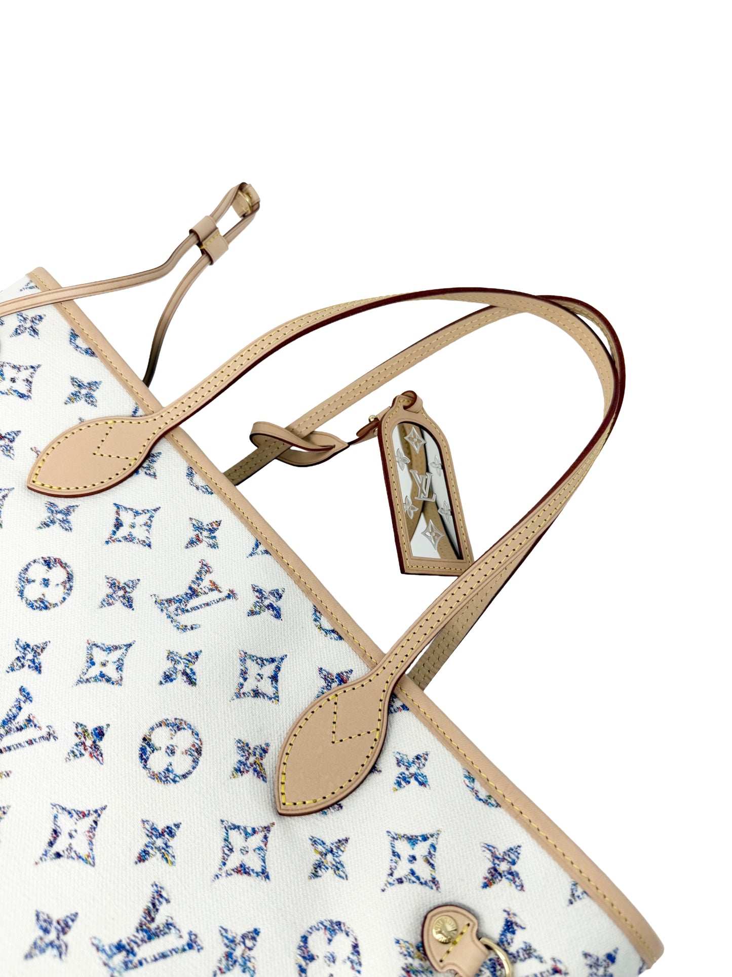 Louis Vuitton Neverfull MM Cream Multicolor Rainbow Nautical
