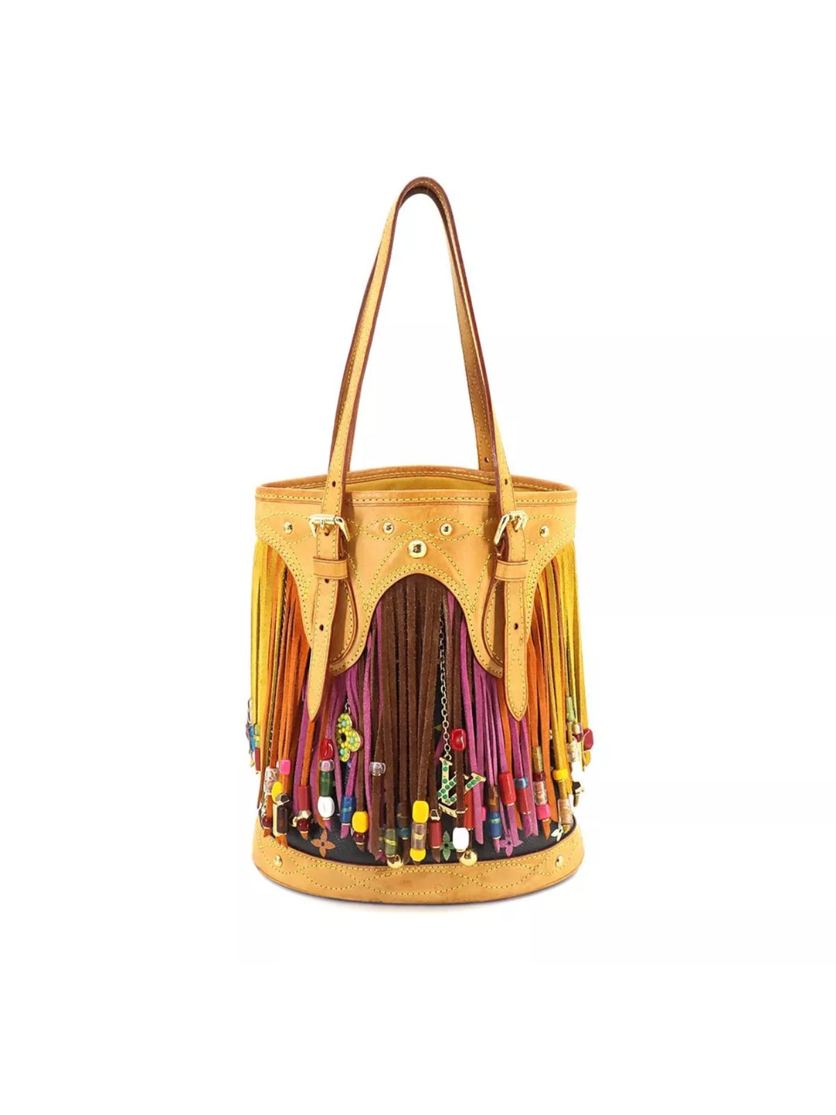 Louis Vuitton Takashi Murakami Black Multicolor Fringe Bucket Bag