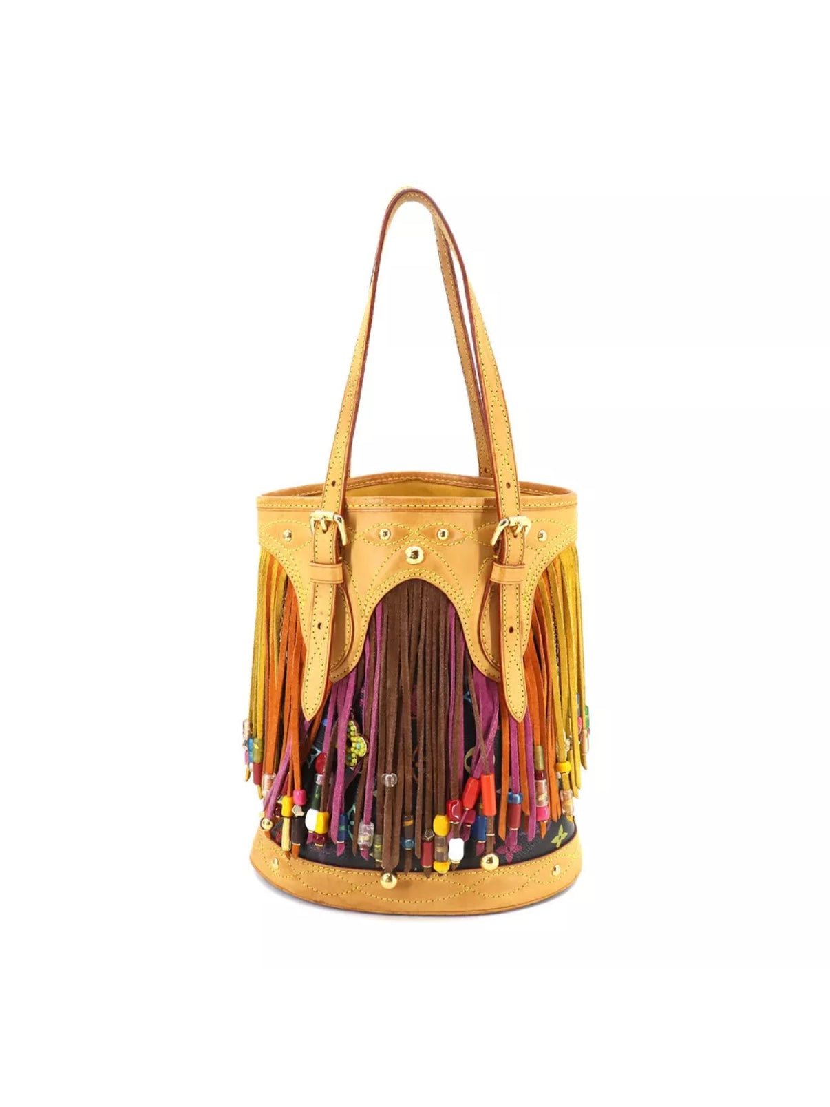 Louis Vuitton Takashi Murakami Black Multicolor Fringe Bucket Bag
