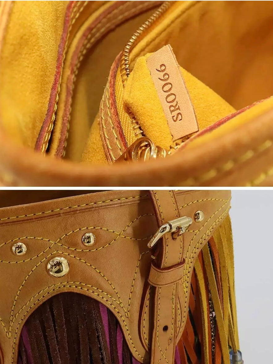 Louis Vuitton Takashi Murakami Black Multicolor Fringe Bucket Bag