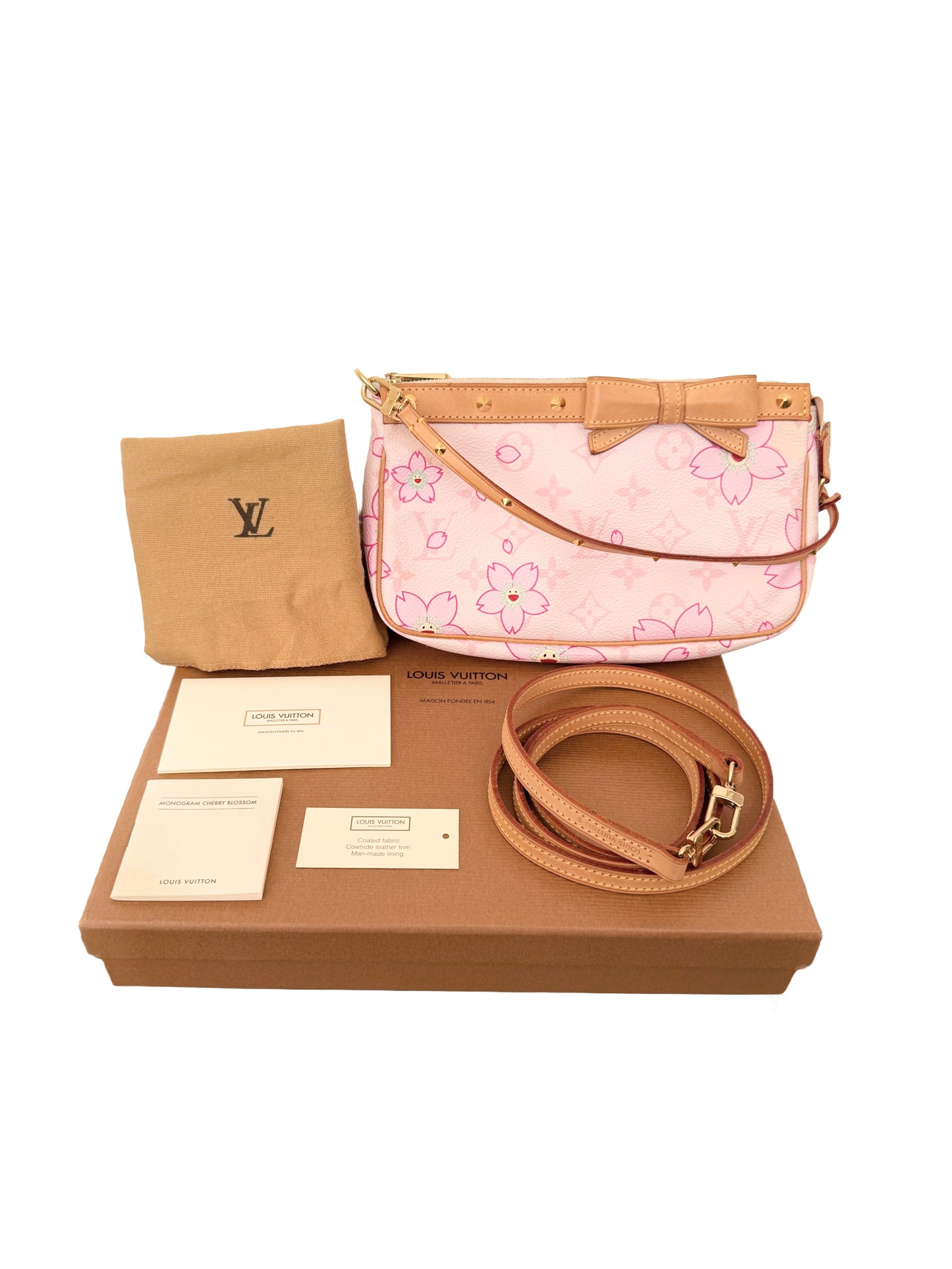 Louis Vuitton Takashi Murakami Pink Monogram Cherry Blossom Pochette Accessoires