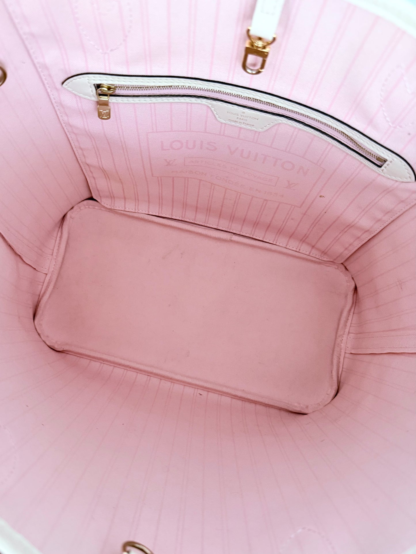 Louis Vuitton Braided Neverfull MM Damier Azur Rose Ballerine