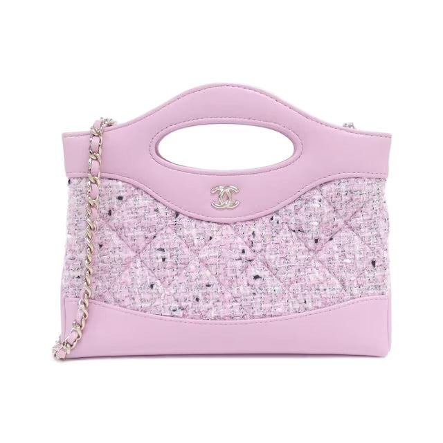 CHANEL 31 Shopper Nano Shopping Bag Clutch Pink Tweed AP3656