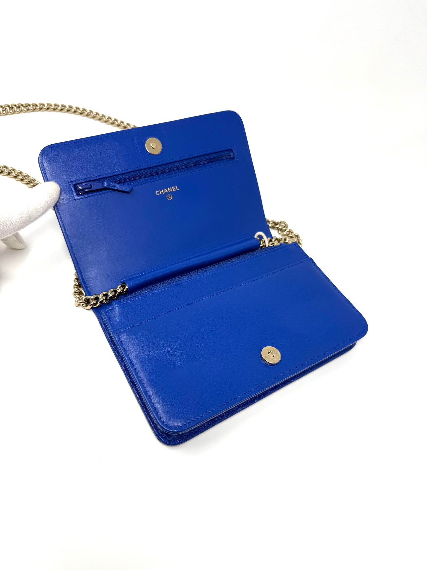 Chanel Boy Caviar Wallet On Chain Electric Royal Blue