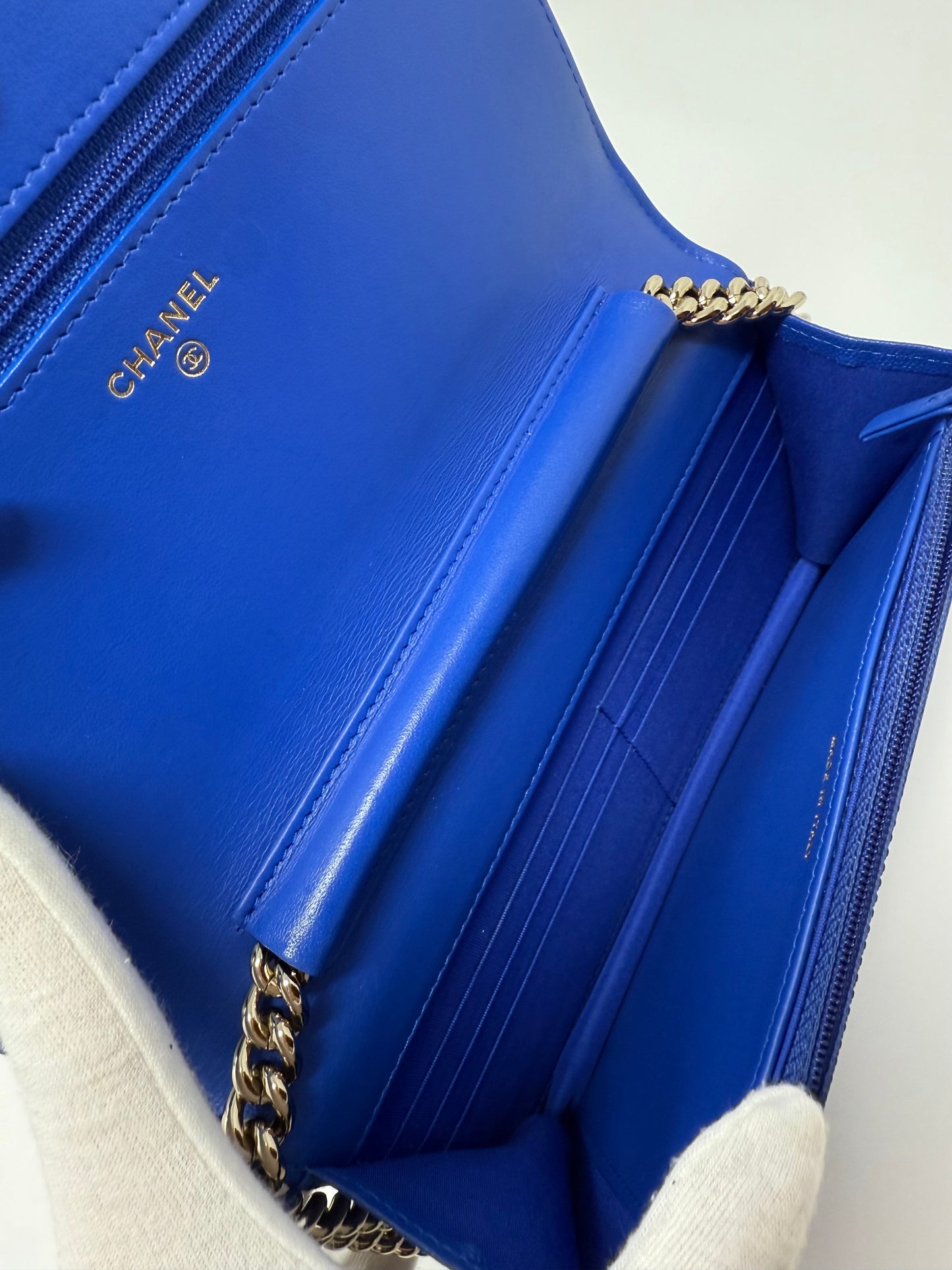 Chanel Boy Caviar Wallet On Chain Electric Royal Blue