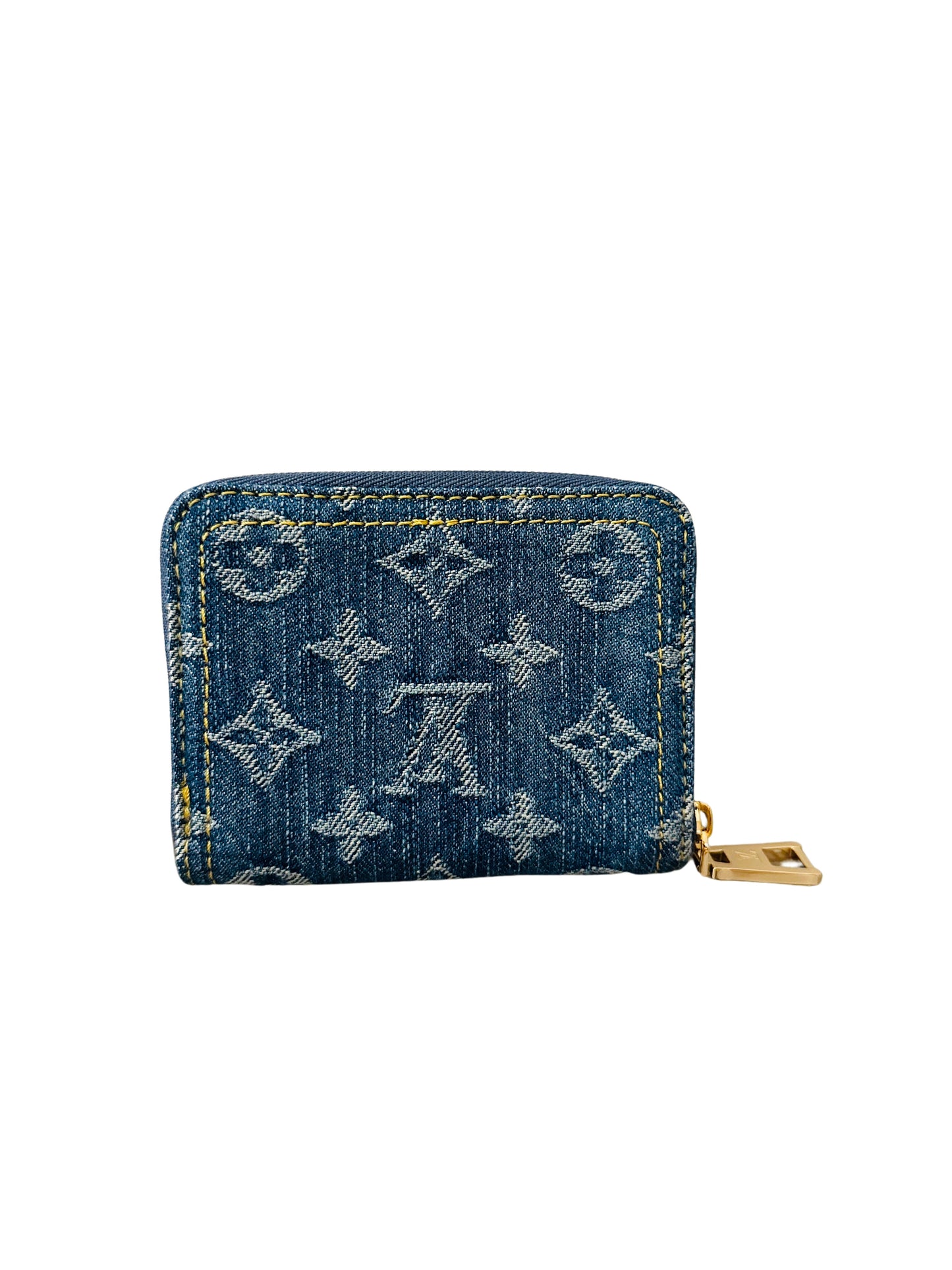 Louis Vuitton Denim Monogram Zippy Coin Purse Blue Wallet Remix