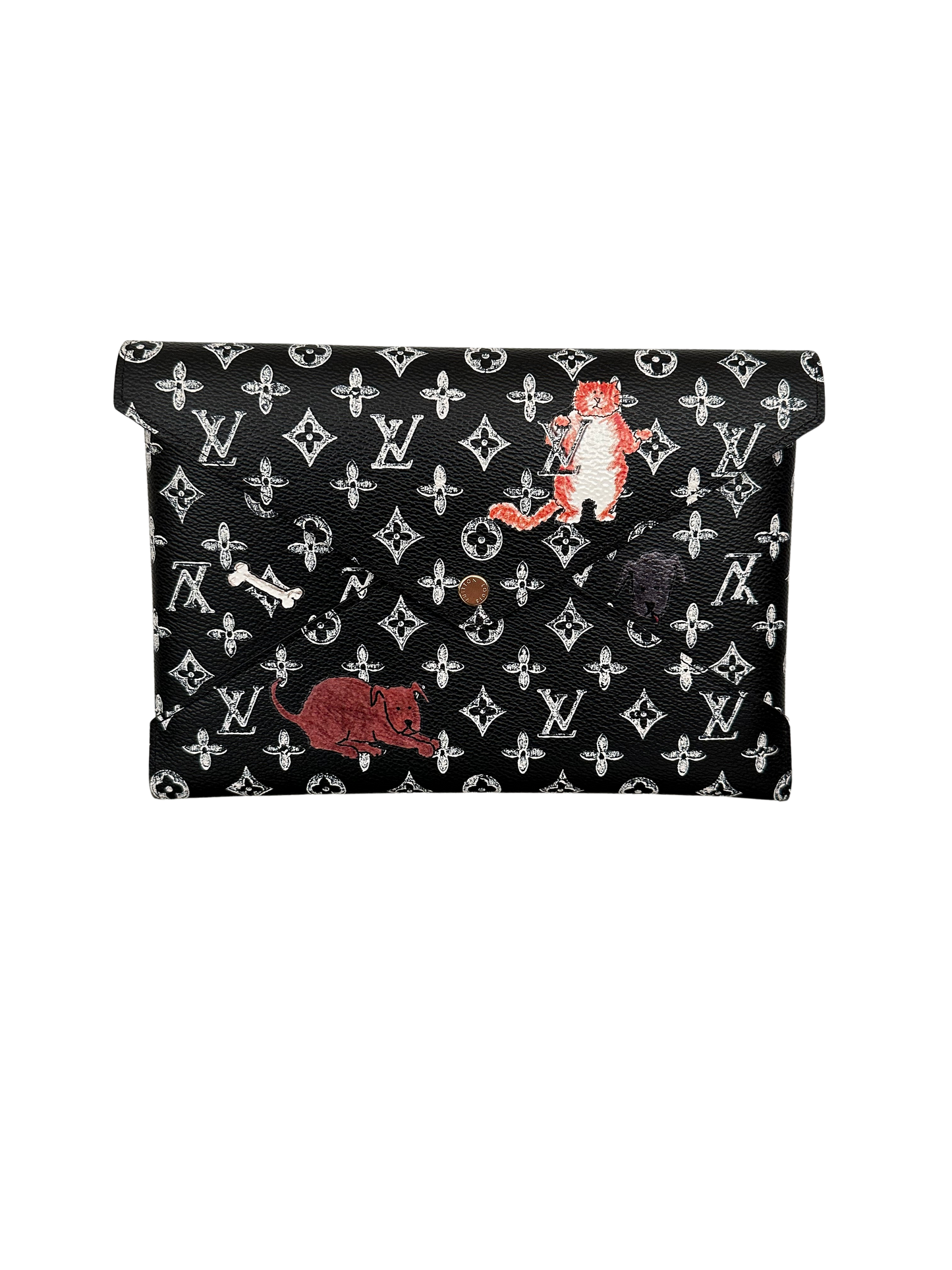 Louis Vuitton Grace Coddington Catogram Trunk Kirigami Envelope Clutch GM Black