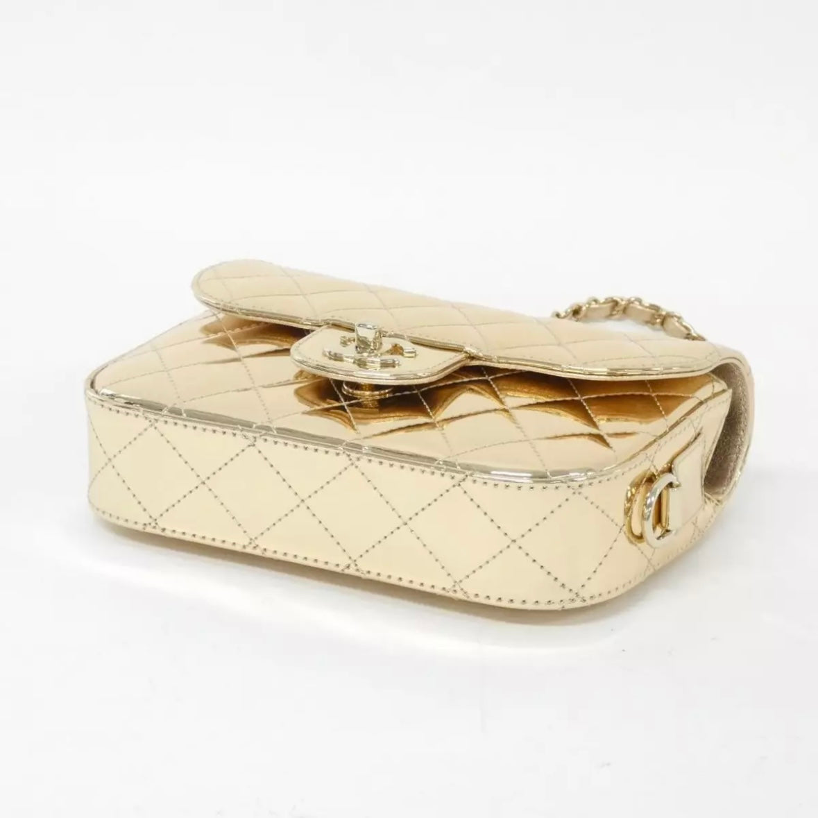 Chanel Metallic Calfskin Mini Flap Bag & Star Coin Purse Gold 24C