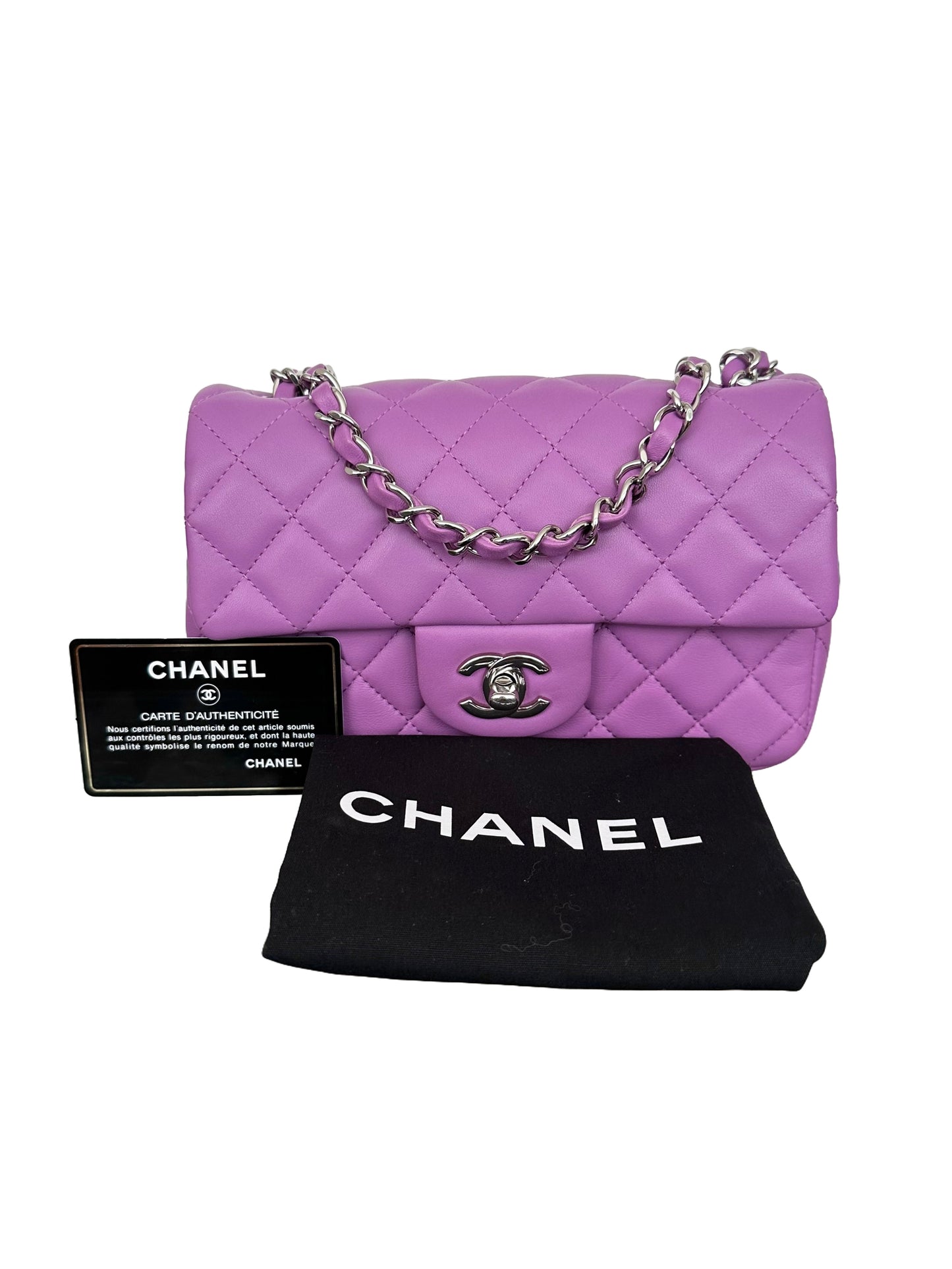 Chanel Mini Rectangular Classic Flap Quilted Lambskin Light Purple 20C