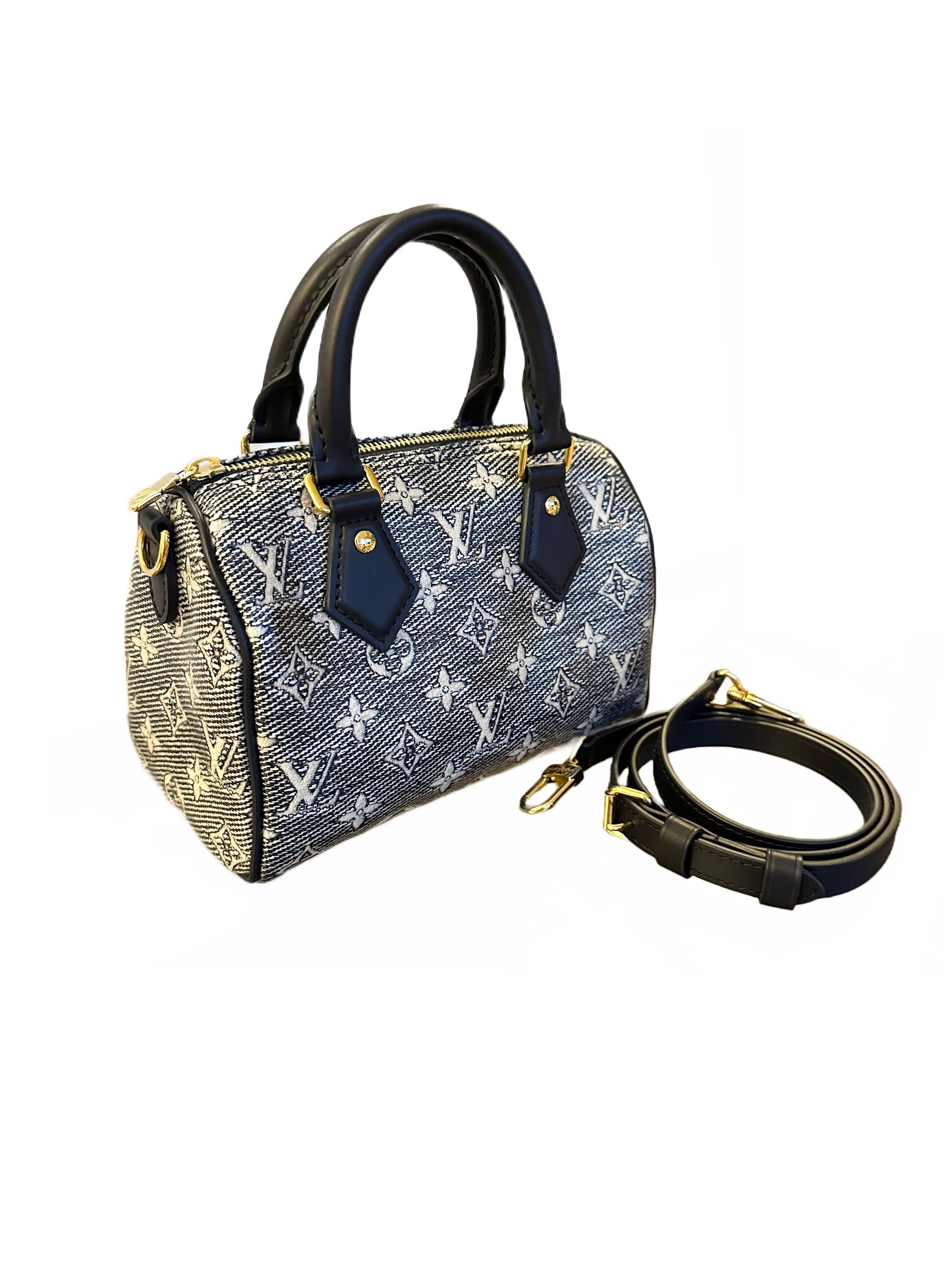 Louis Vuitton Monoglam Speedy Bandouliere 20 Iridescent Denim Blue