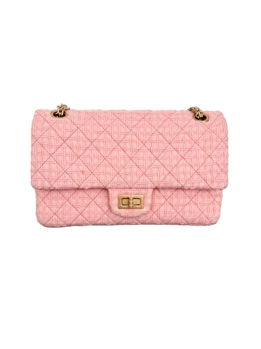 Chanel Light Pink 2.55 Reissue Quilted Tweed 225 Classic Double Flap Bag