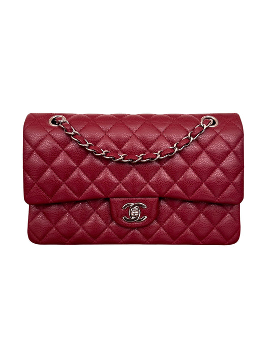 Chanel Classic Double Flap Medium Caviar Burgundy Wine Red