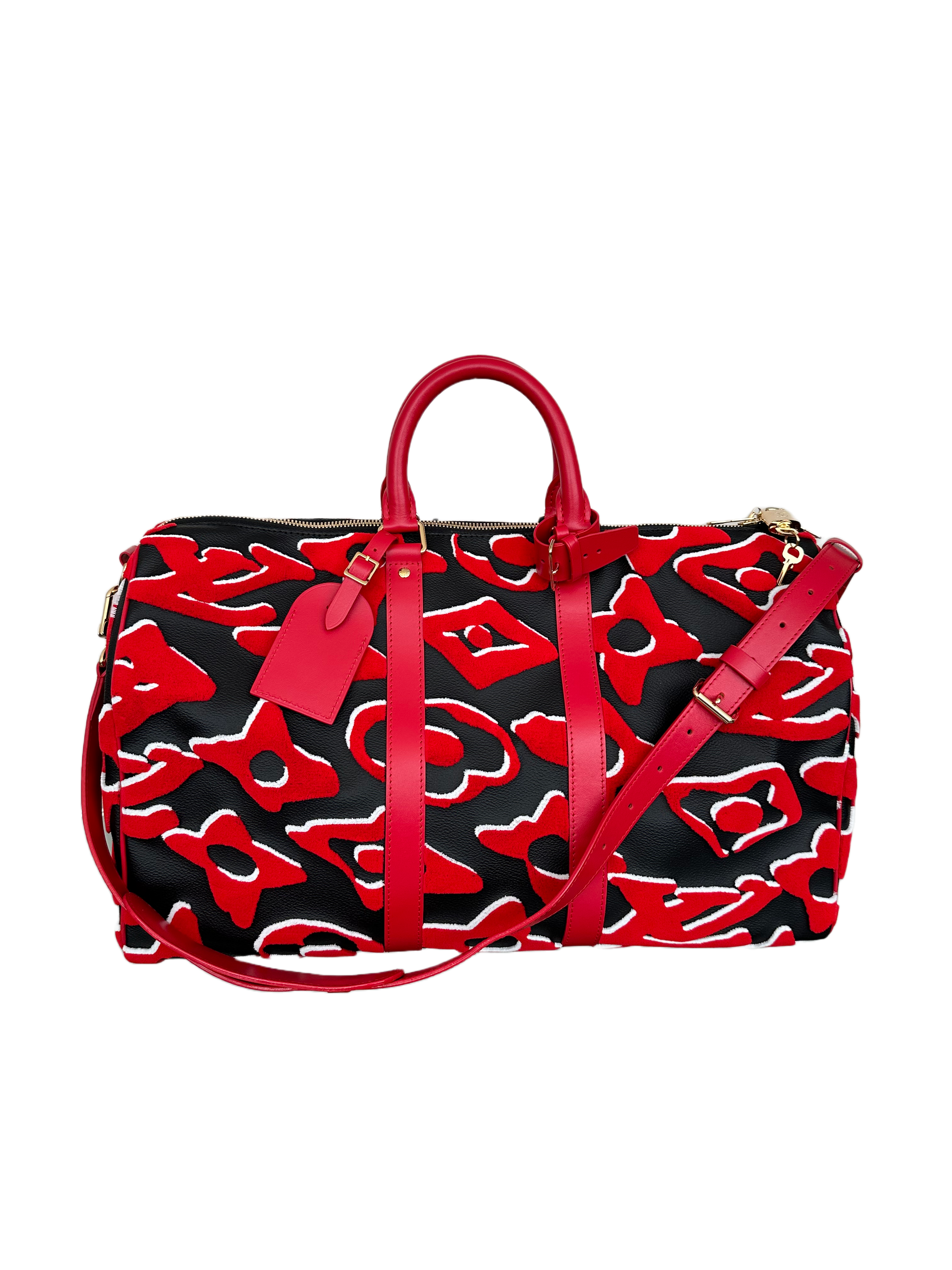 Louis Vuitton x Urs Fischer Red Black Tufted Keepall Bandouliere 45 – The  It Bag