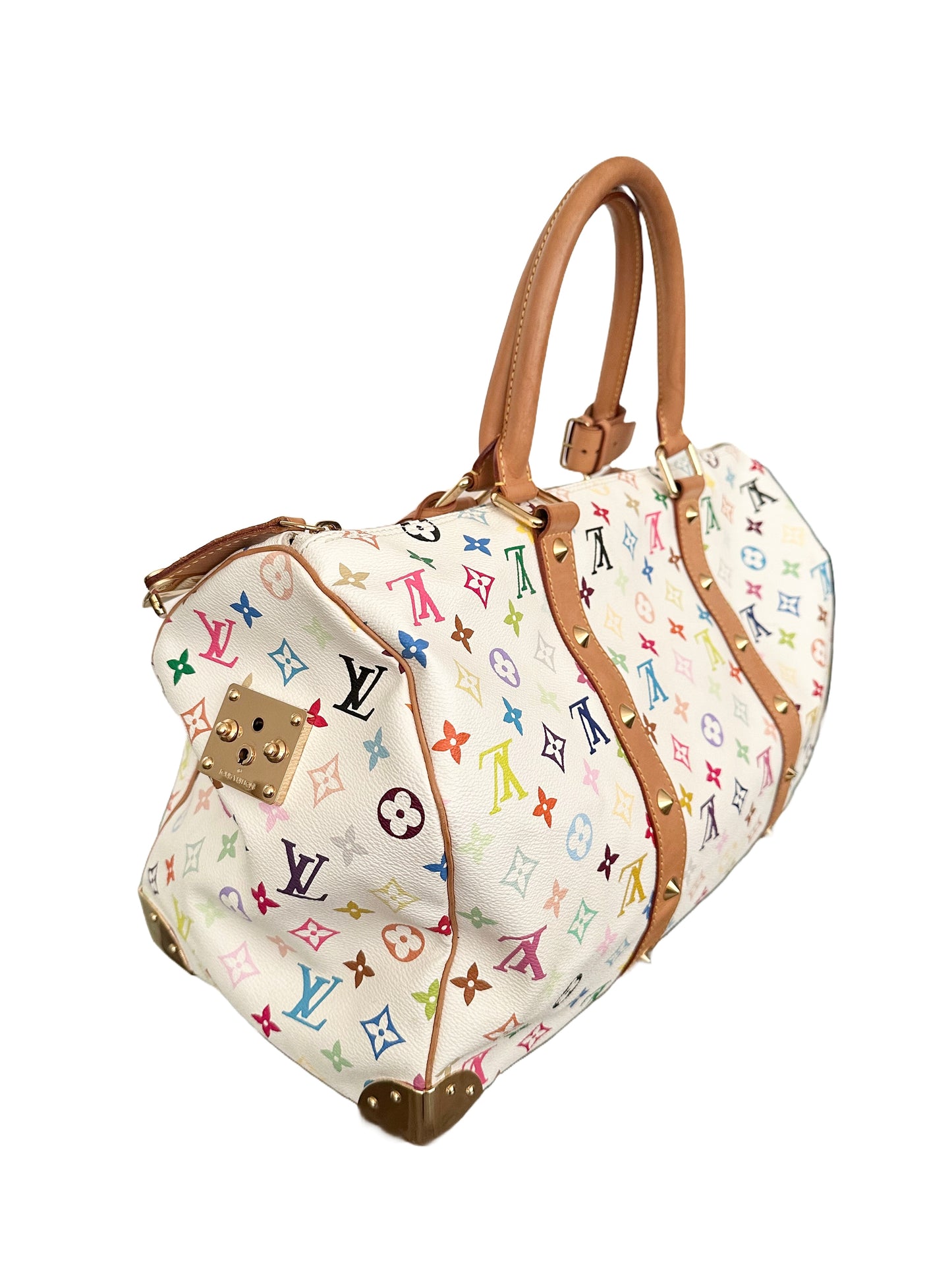 Louis Vuitton Keepall 45 Takashi Murakami White Multicolor Monogram Travel Bag