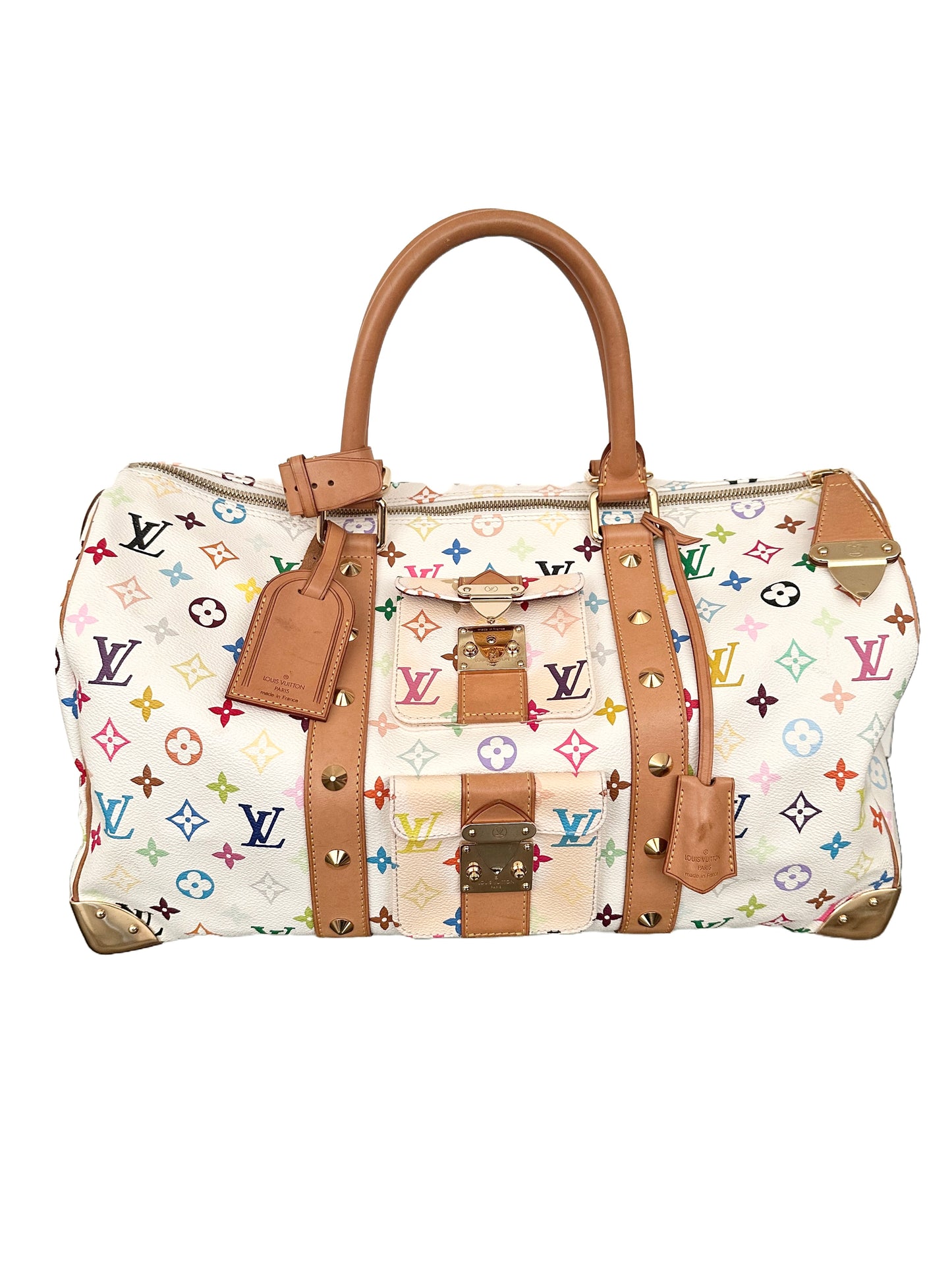 Louis Vuitton Keepall 45 Takashi Murakami White Multicolor Monogram Travel Bag