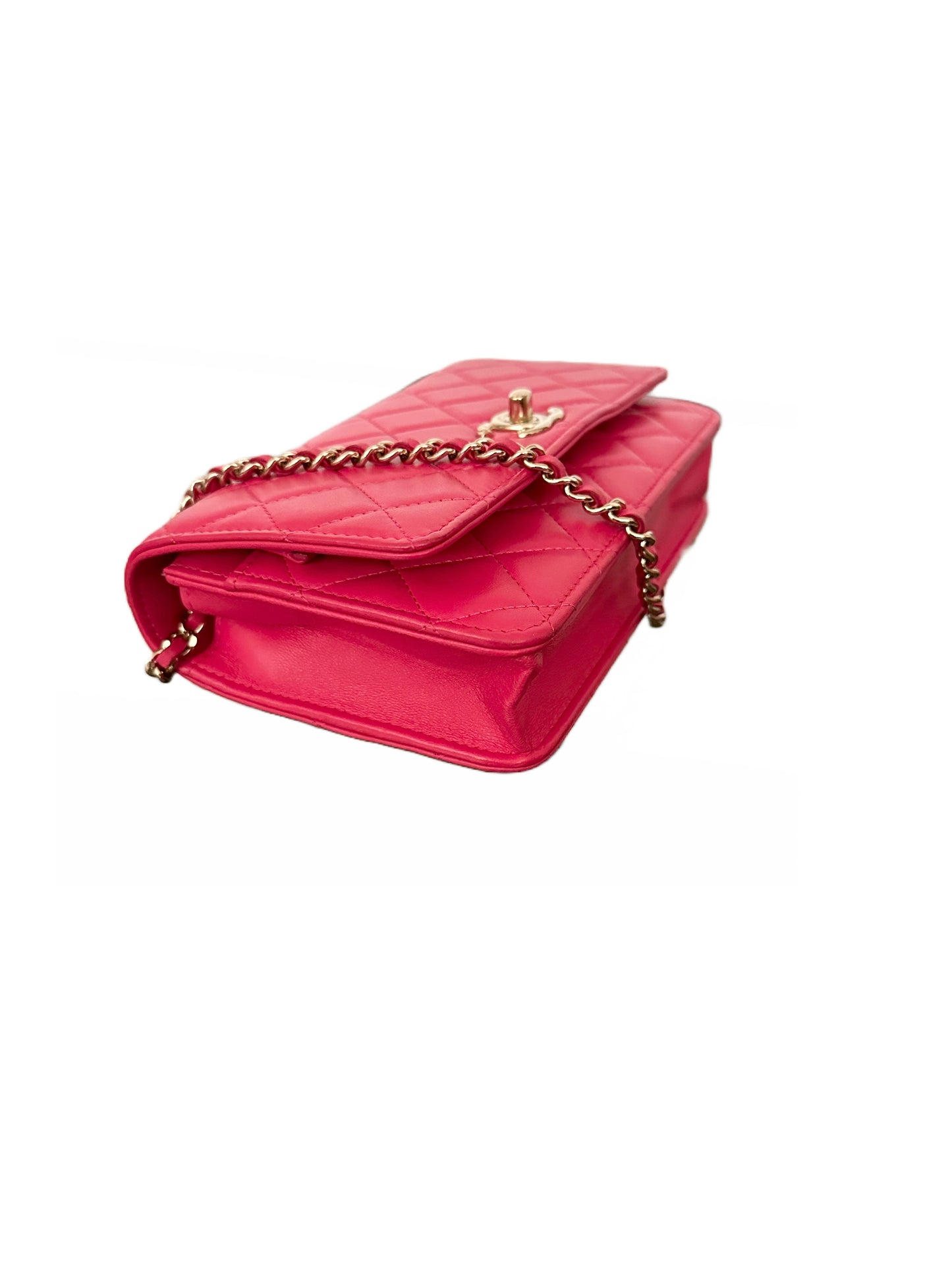 Chanel Trendy CC Wallet on Chain Quilted Flap Lambskin Hot Pink GHW