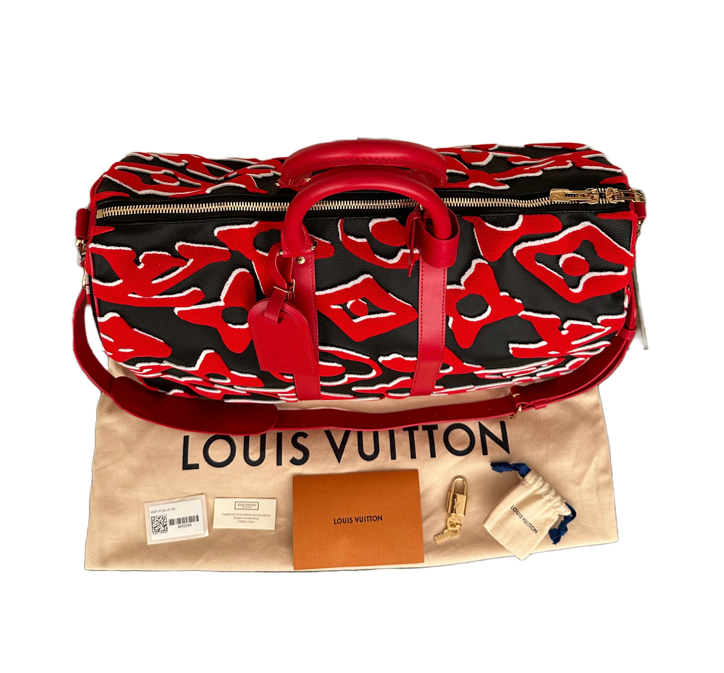 Louis Vuitton x Urs Fischer Red Black Tufted Keepall Bandouliere