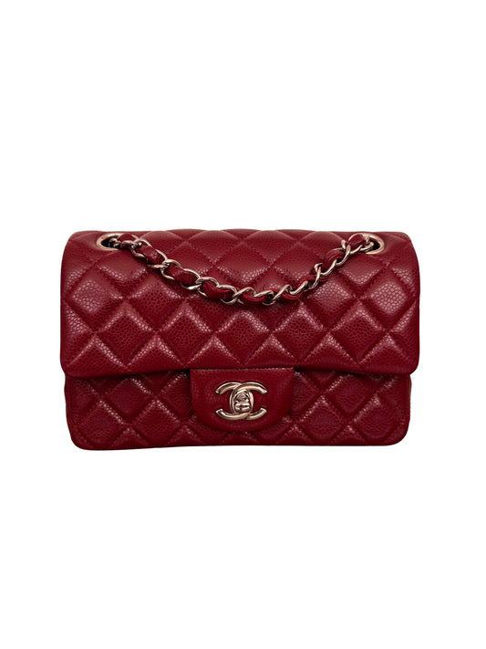 Chanel Classic Flap Mini Rectangular Caviar Burgundy Wine Red