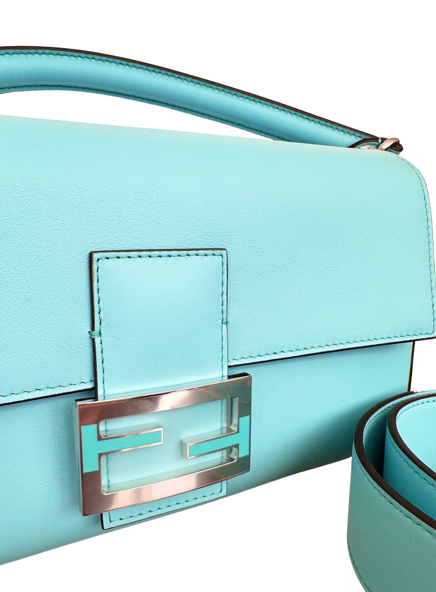 Tiffany x FENDI Medium Baguette in Tiffany Blue Leather and Sterling Silver