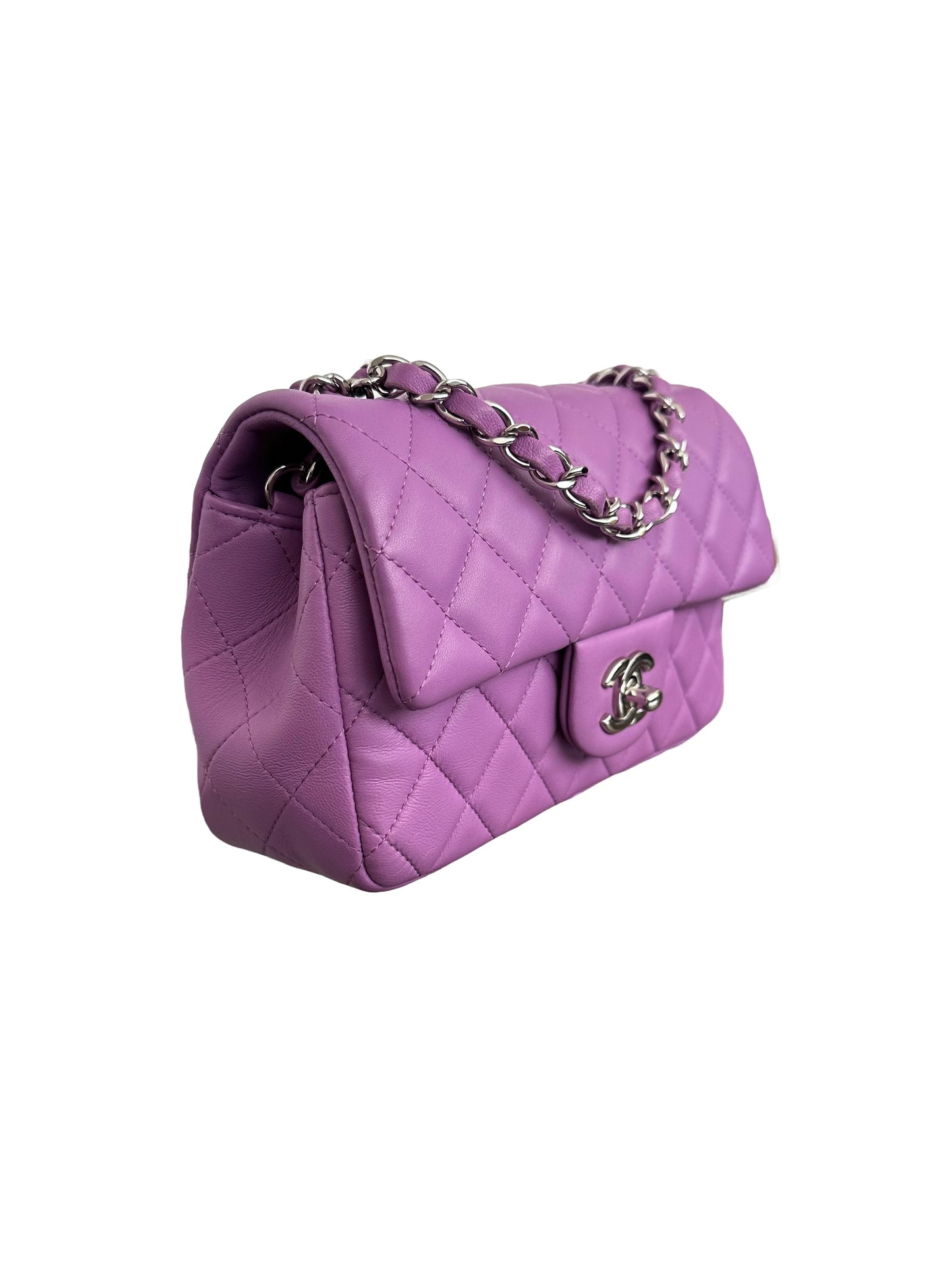 Chanel Mini Rectangular Classic Flap Quilted Lambskin Light Purple 20C