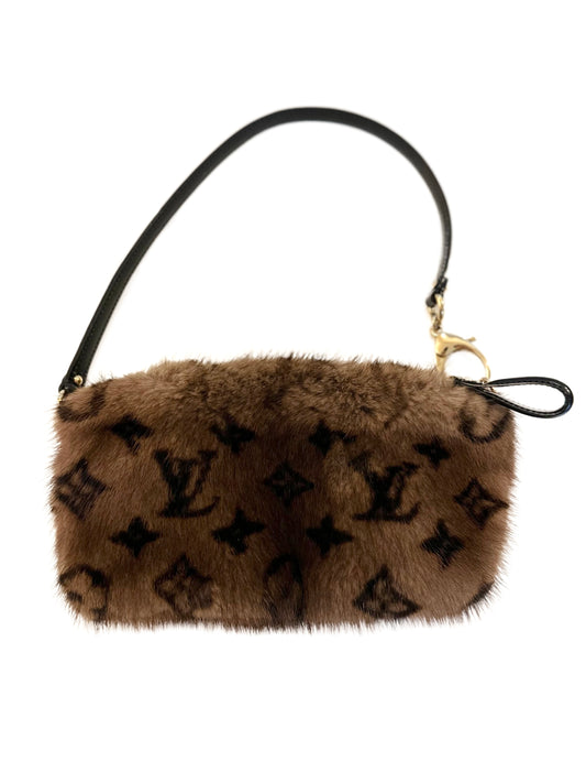 Louis Vuitton Mink Milla Bag Pochette Vision MM Monogram Limited Fur Exotic