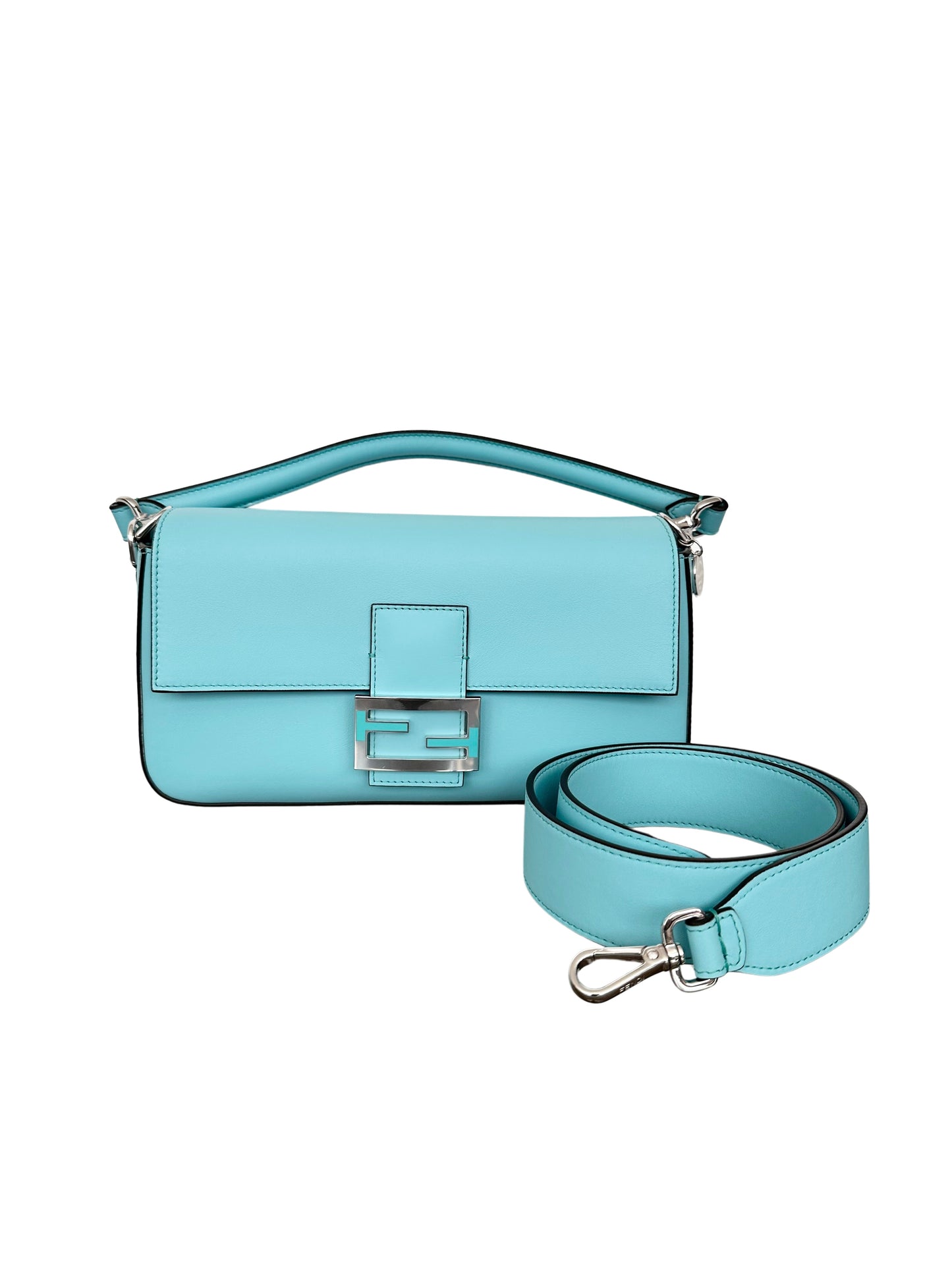 Tiffany x FENDI Medium Baguette in Tiffany Blue Leather and Sterling Silver