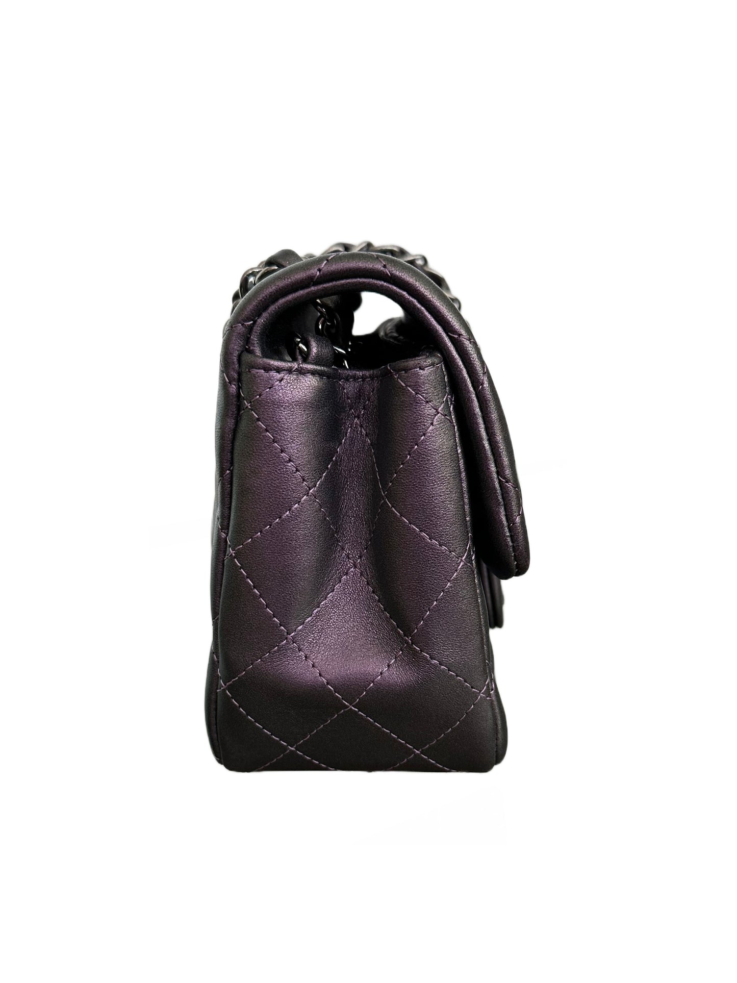 Chanel Square Classic Flap Purple Iridescent Lambskin Mini