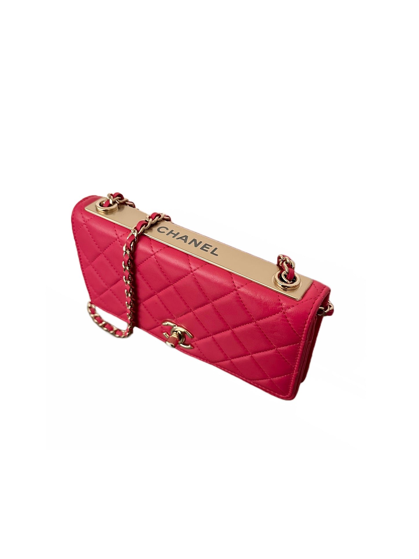 Chanel Trendy CC Wallet on Chain Quilted Flap Lambskin Hot Pink GHW