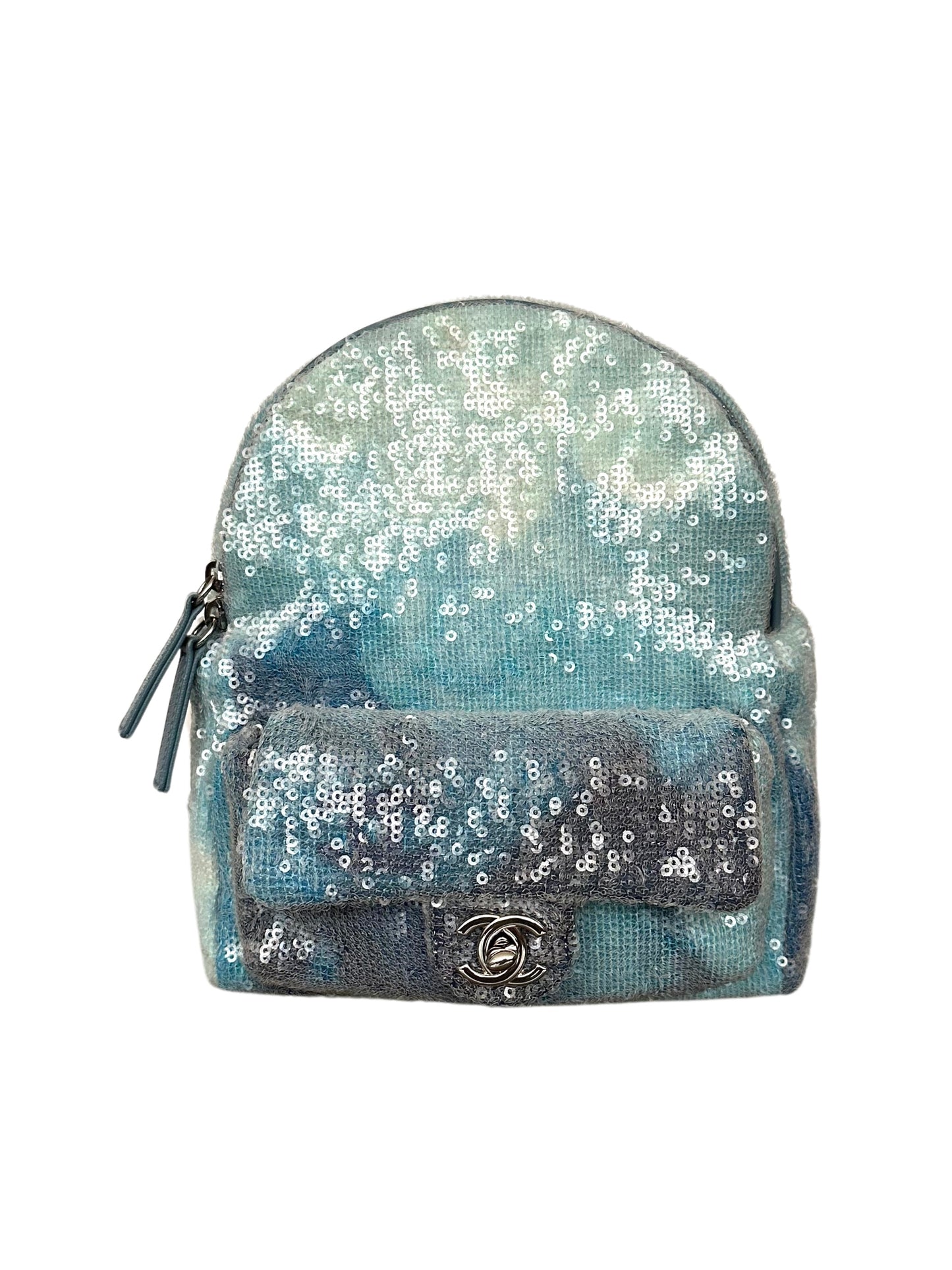 Chanel Waterfall Sequins Tri-Color Backpack Light Blue