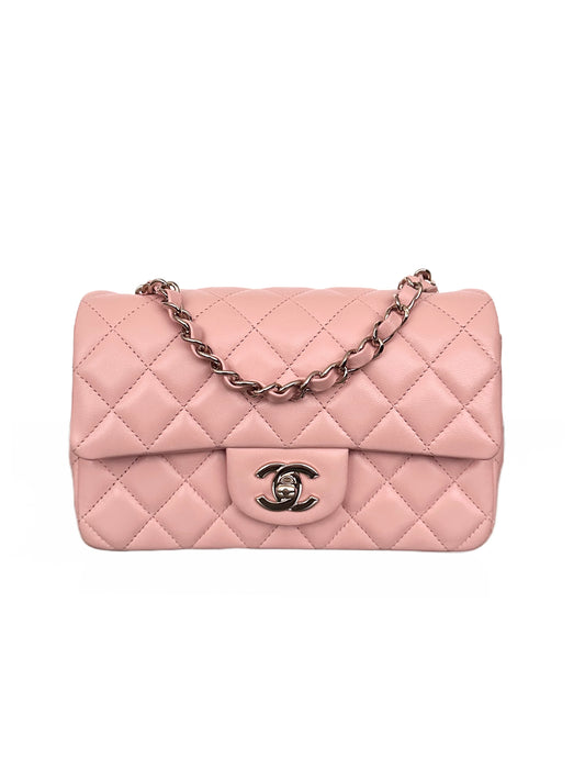 Chanel Classic Mini Flap Quilted Lambskin Pink Rose Light Gold Hardware