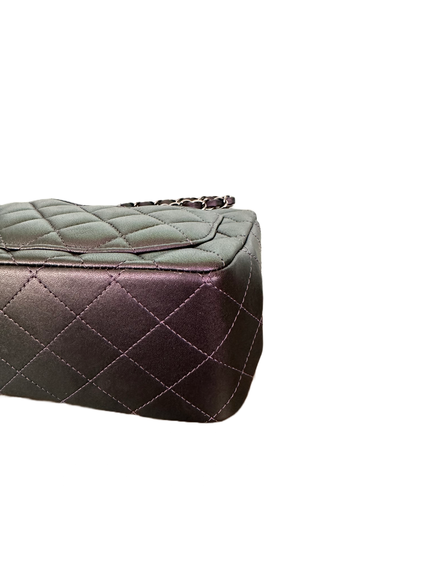 Chanel Square Classic Flap Purple Iridescent Lambskin Mini