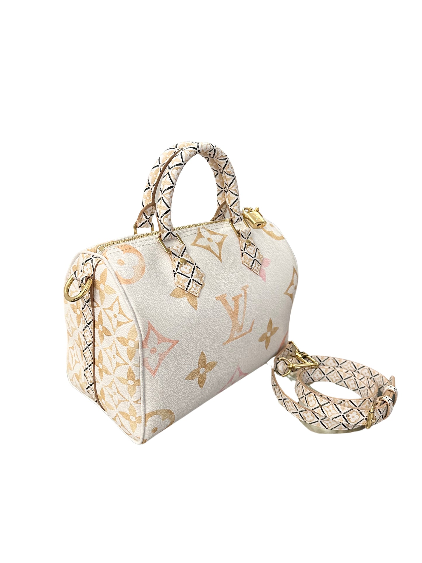 Louis Vuitton By The Pool Speedy Bandouliere 25 Beige Cream Neutral