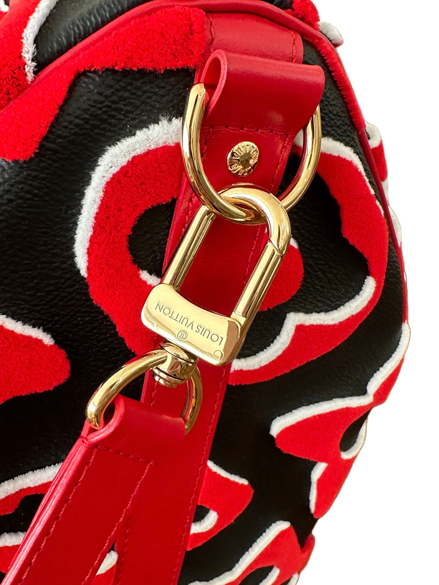 Louis Vuitton x Urs Fischer Red Black Tufted Keepall Bandouliere 45