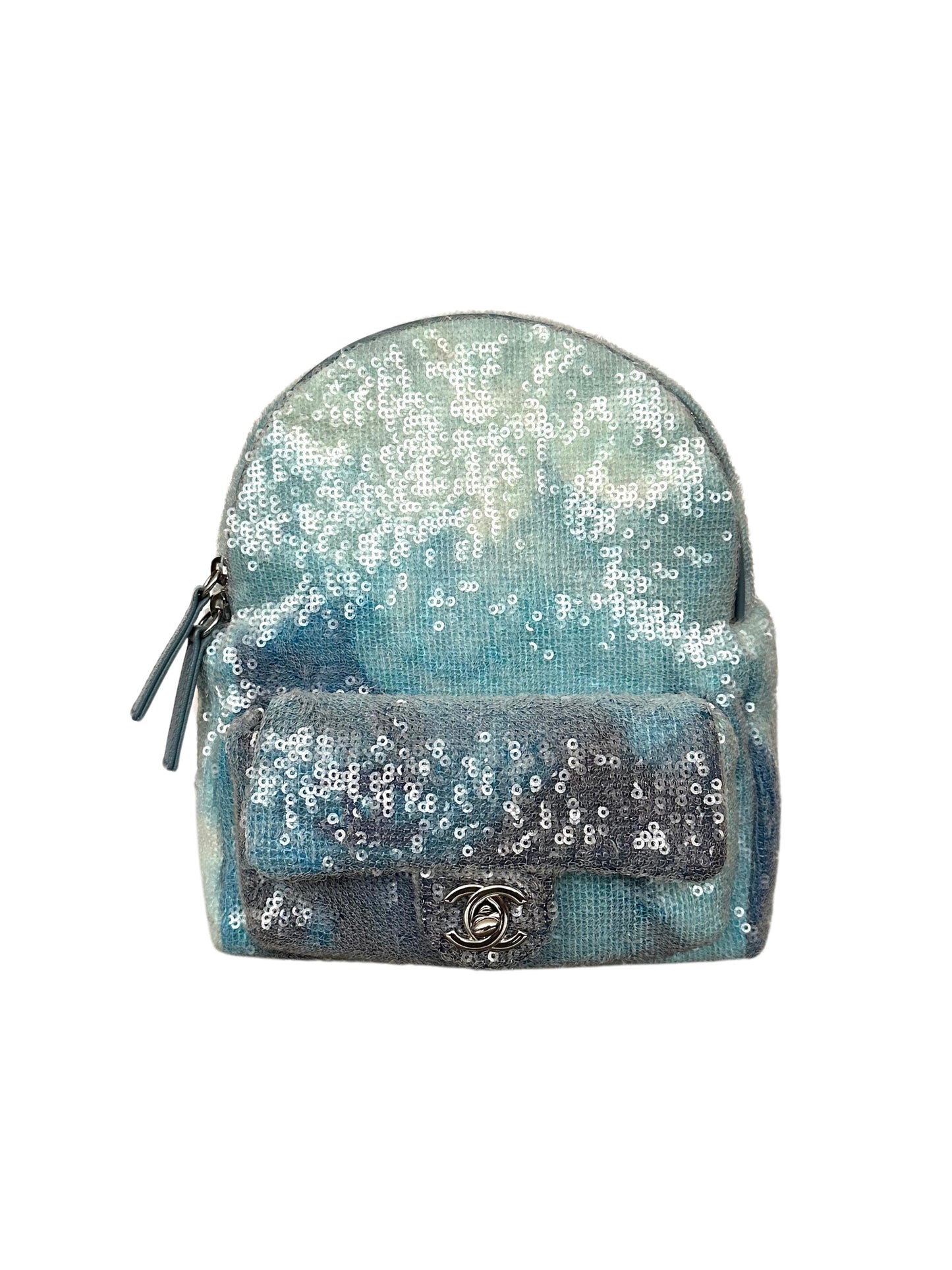 Chanel Waterfall Sequins Tri-Color Backpack Light Blue