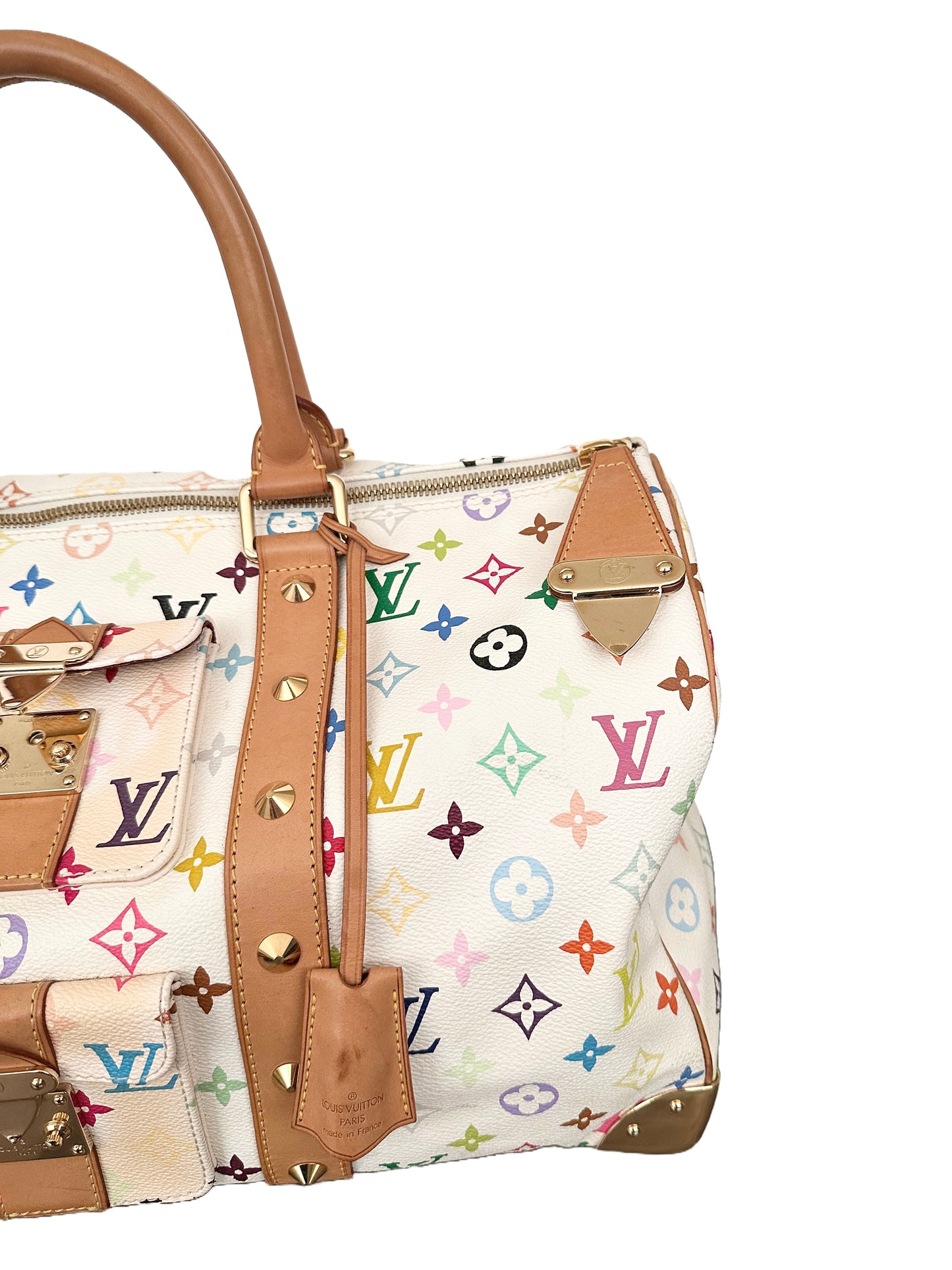 Louis Vuitton Keepall 45 Takashi Murakami White Multicolor Monogram Travel Bag