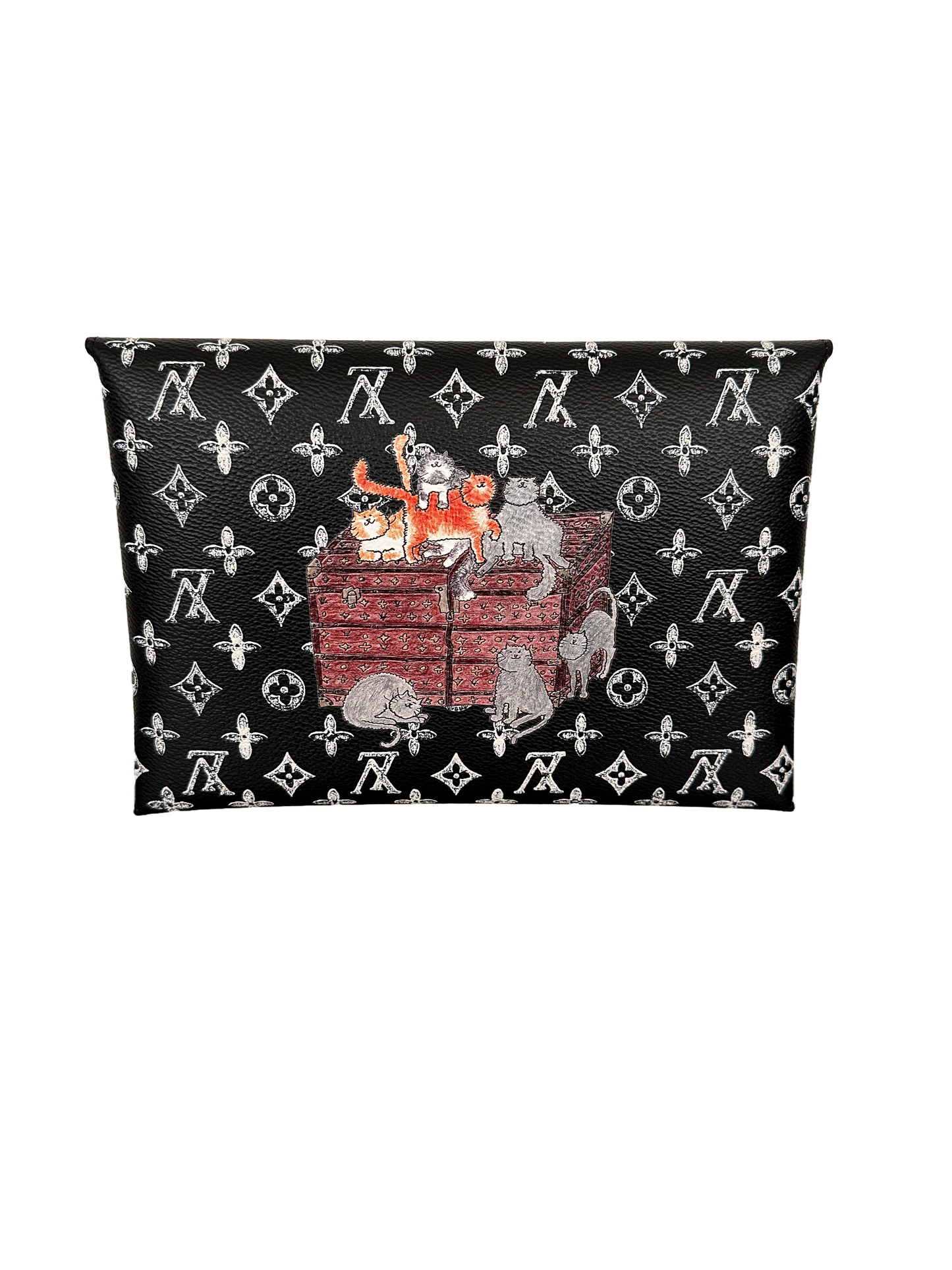 Louis Vuitton Grace Coddington Catogram Trunk Kirigami Envelope Clutch GM Black