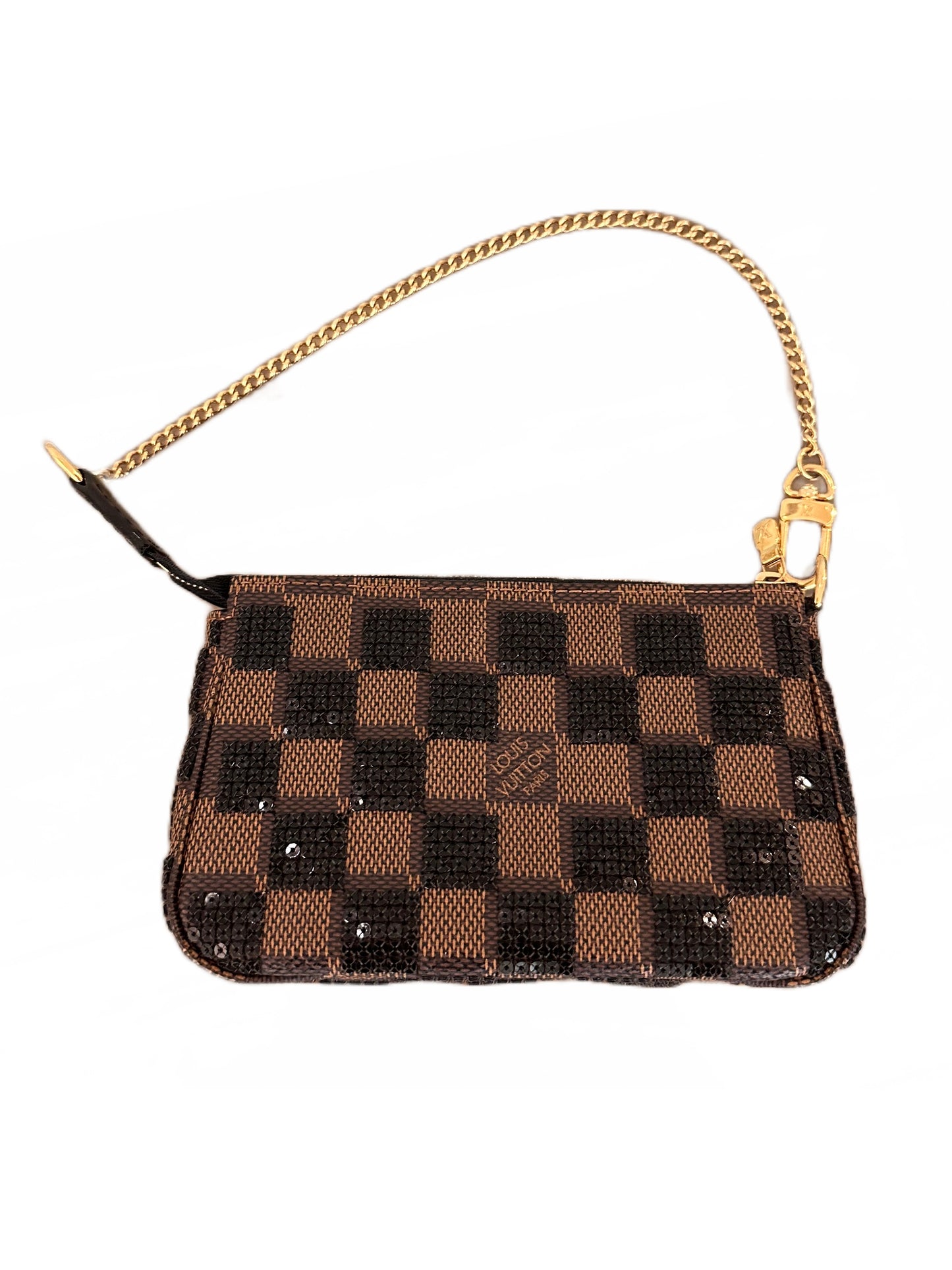 Louis Vuitton Damier Paillettes Pochette Accessories Ebene Black Sequins