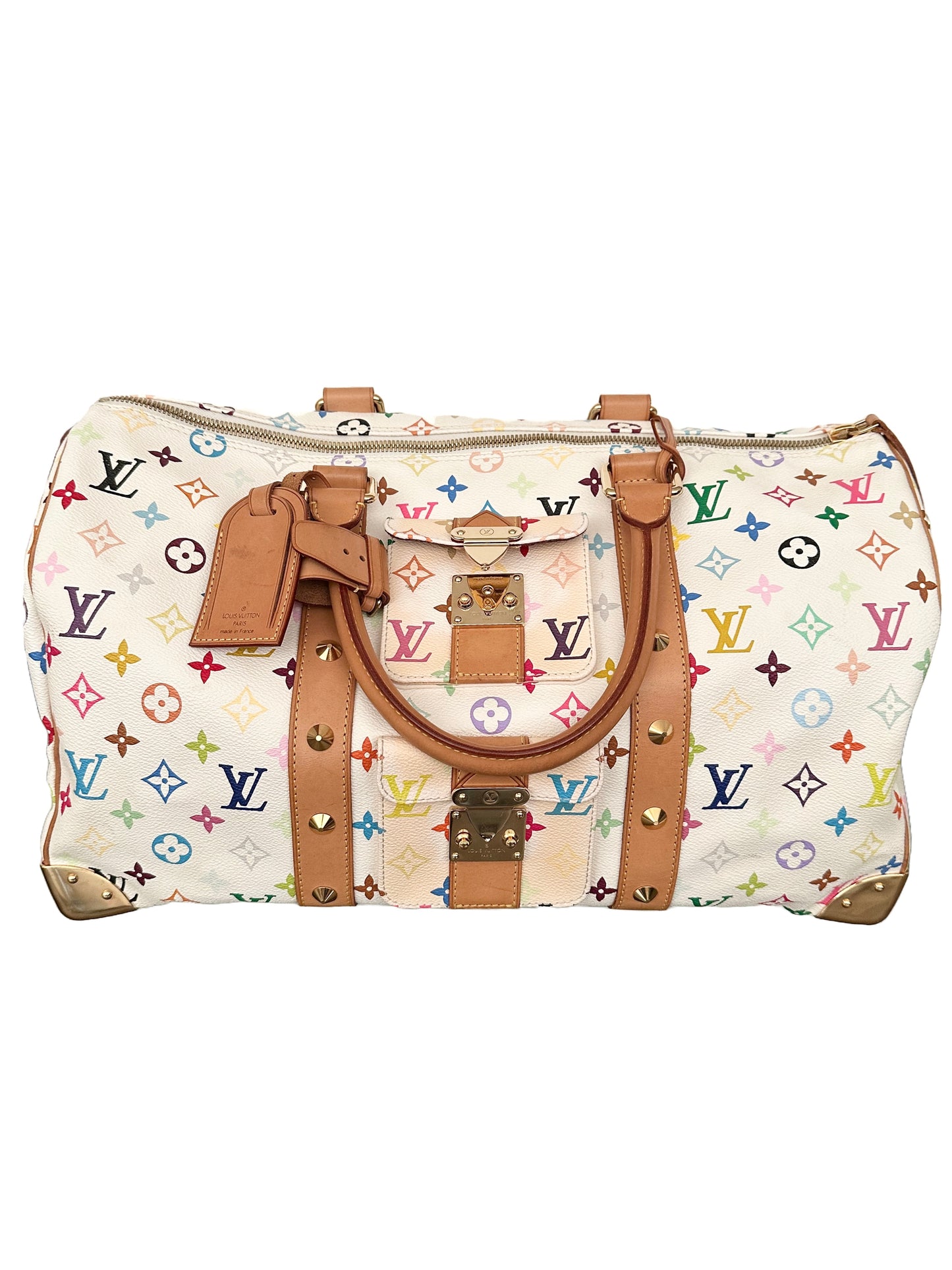 Louis Vuitton Keepall 45 Takashi Murakami White Multicolor Monogram Travel Bag