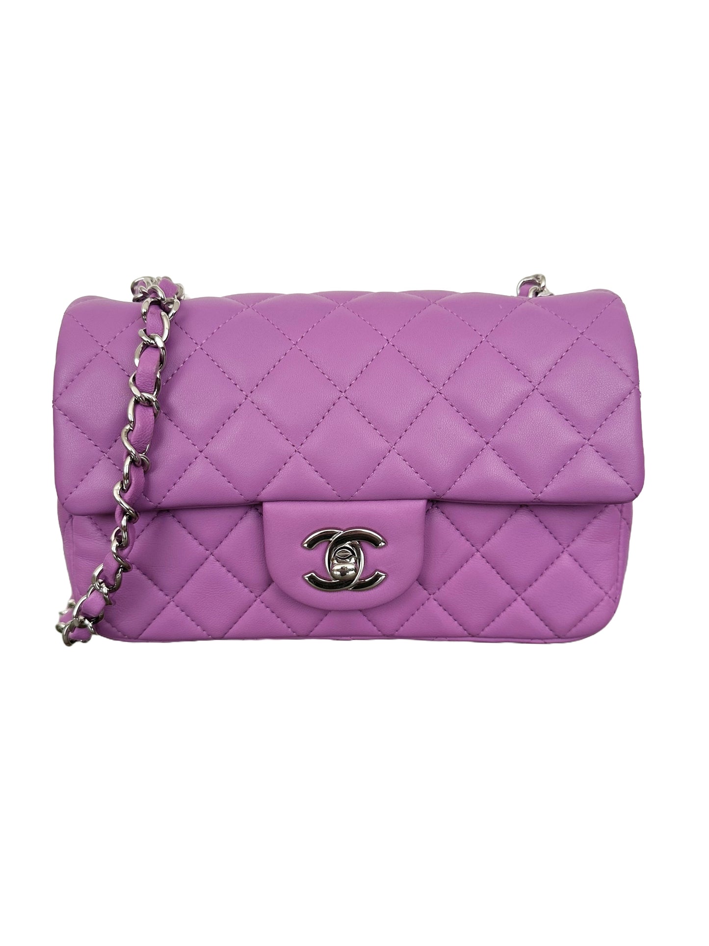 Chanel Mini Rectangular Classic Flap Quilted Lambskin Light Purple 20C