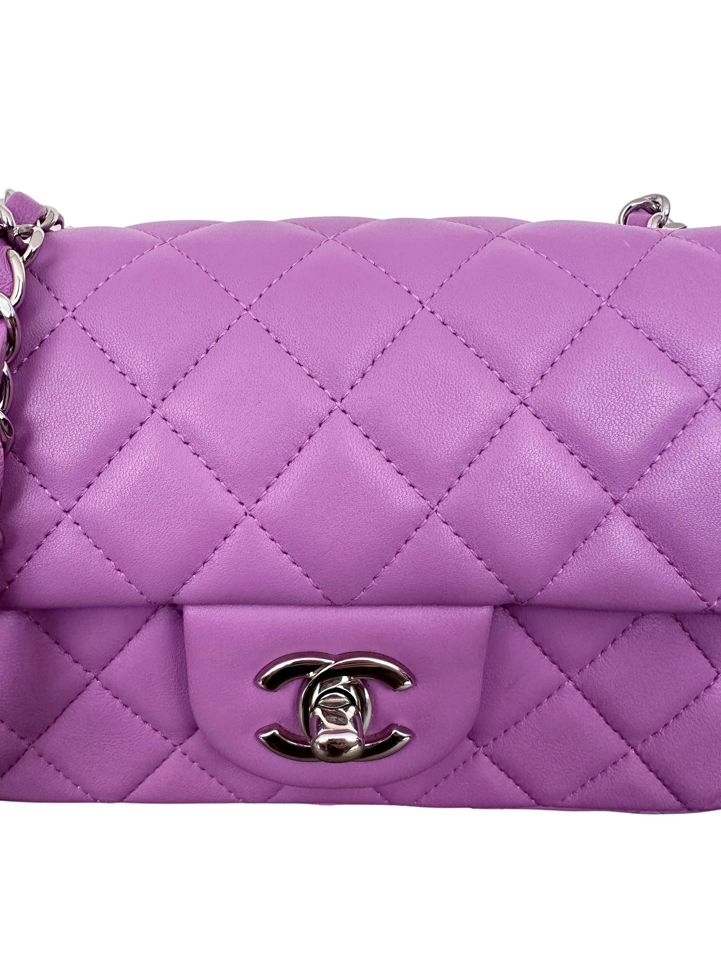 Chanel Mini Rectangular Classic Flap Quilted Lambskin Light Purple 20C