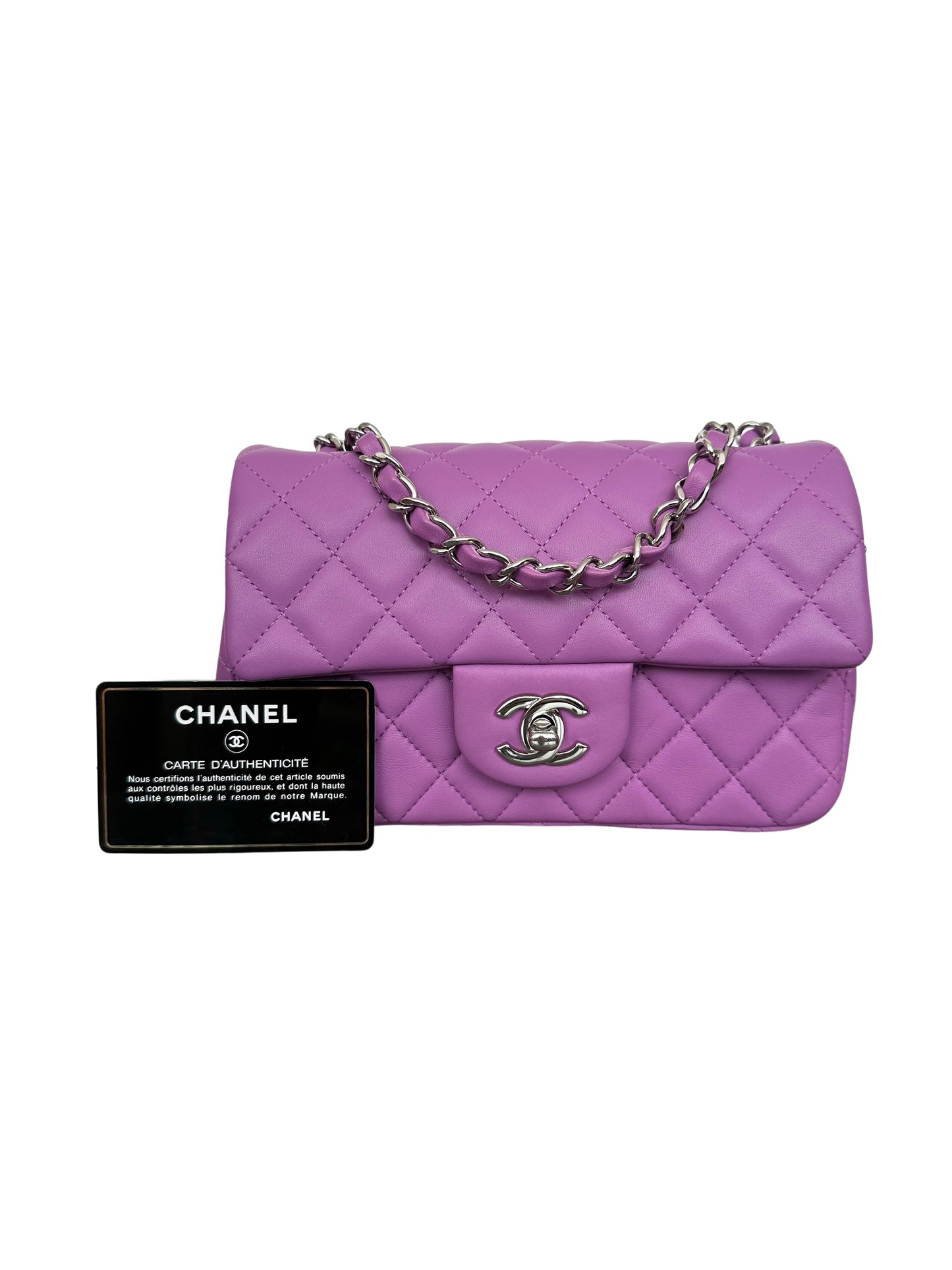 Chanel Mini Rectangular Classic Flap Quilted Lambskin Light Purple 20C