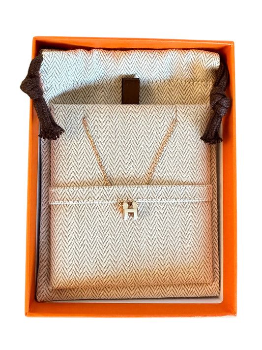 Hermes Mini Pop H Pendant Necklace Blanc/Rose Gold