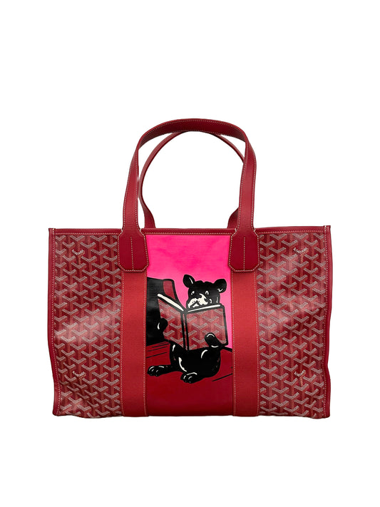 Goyard Villette MM Tote Bag Red Pink French Bulldog