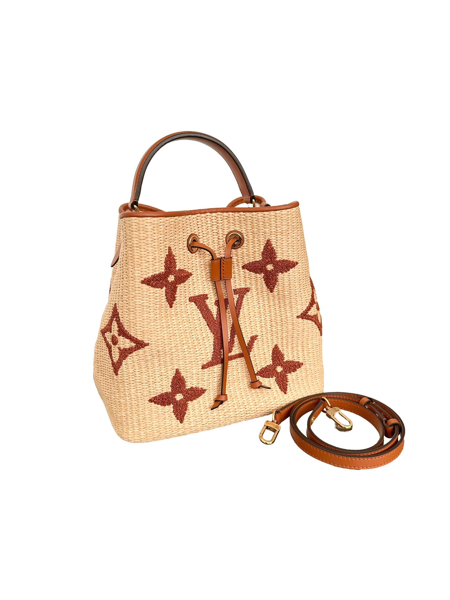 Louis Vuitton By The Pool NeoNoe MM Raffia Beige Brown