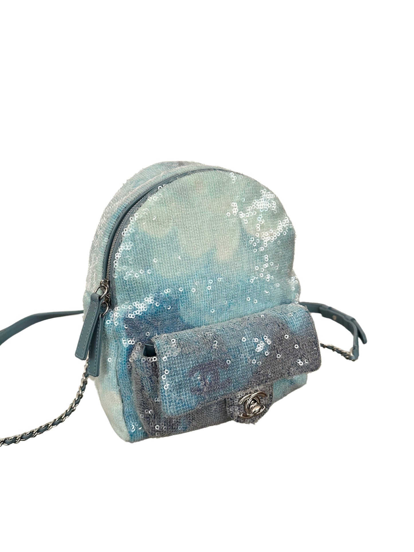 Chanel Waterfall Sequins Tri-Color Backpack Light Blue