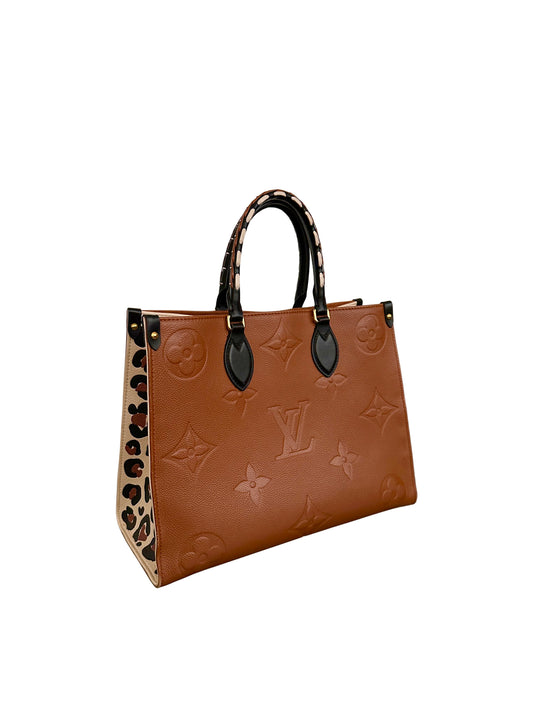 Louis Vuitton OnTheGo Tote Wild at Heart Empreinte Giant Monogram MM Cognac Brown